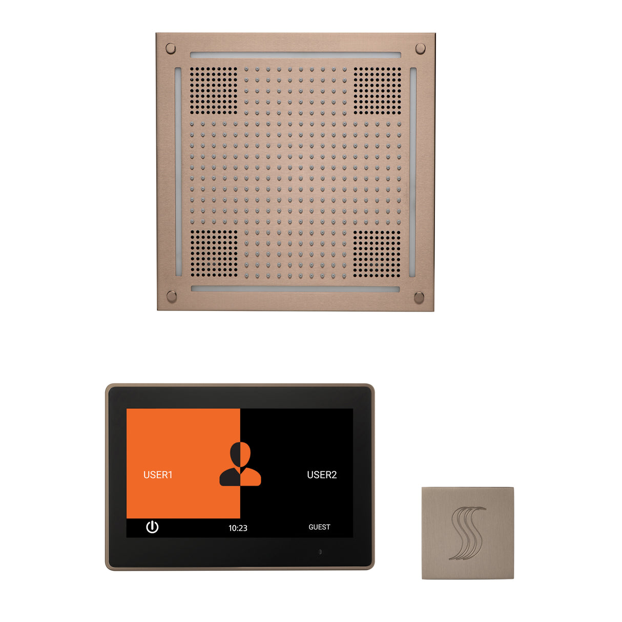 ThermaSol ThermaTouch 10"Steam Control, HydroVive 18" Square, and SteamVection Shower Package