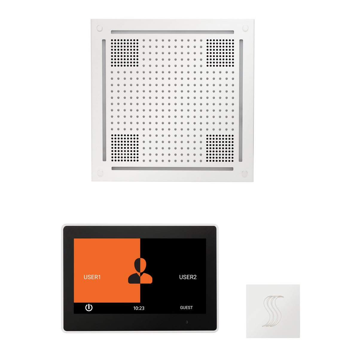 ThermaSol ThermaTouch 10"Steam Control, HydroVive 18" Square, and SteamVection Shower Package