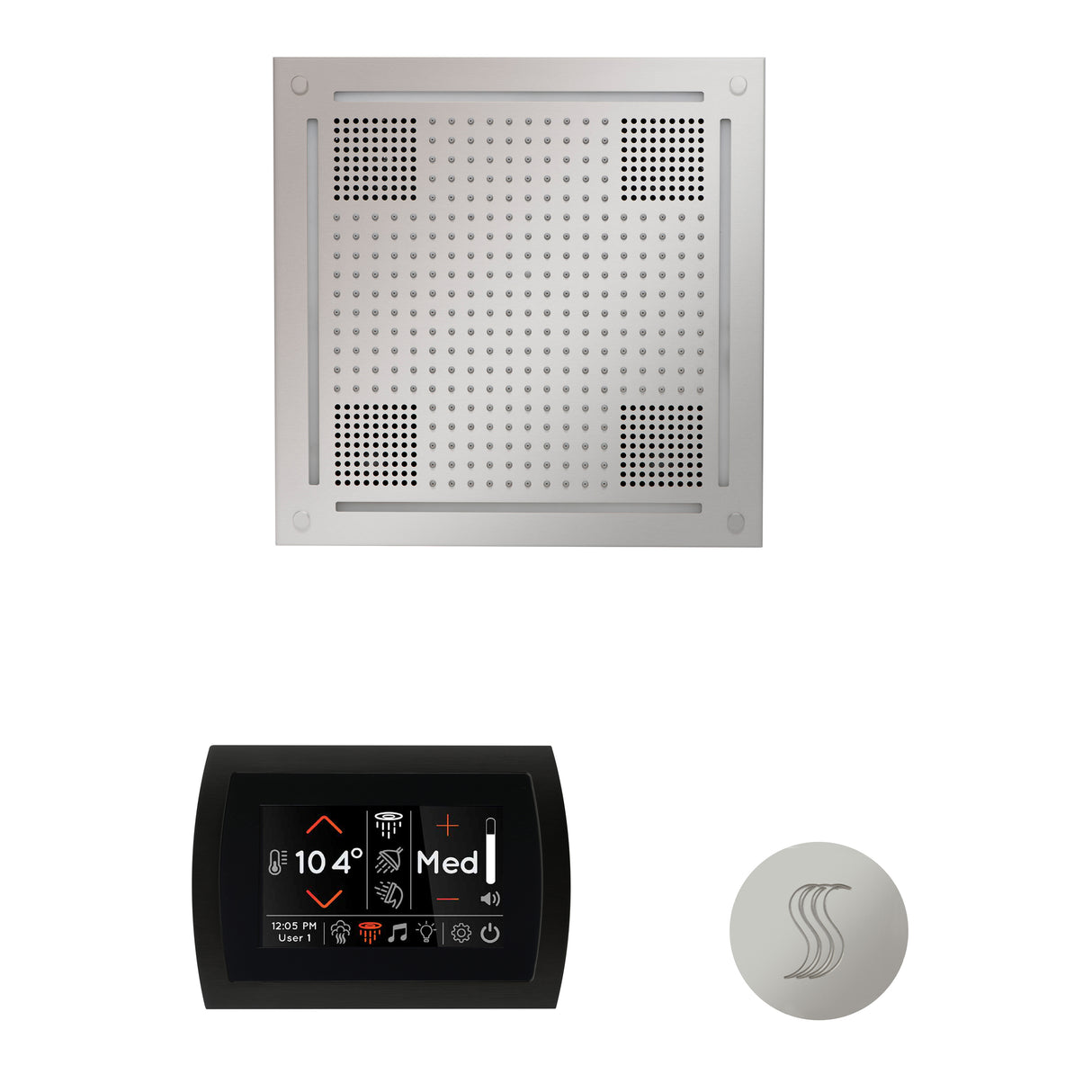 ThermaSol SignaTouch 5" Flushmount Control, HydroVive 18", and SteamVection Shower Package