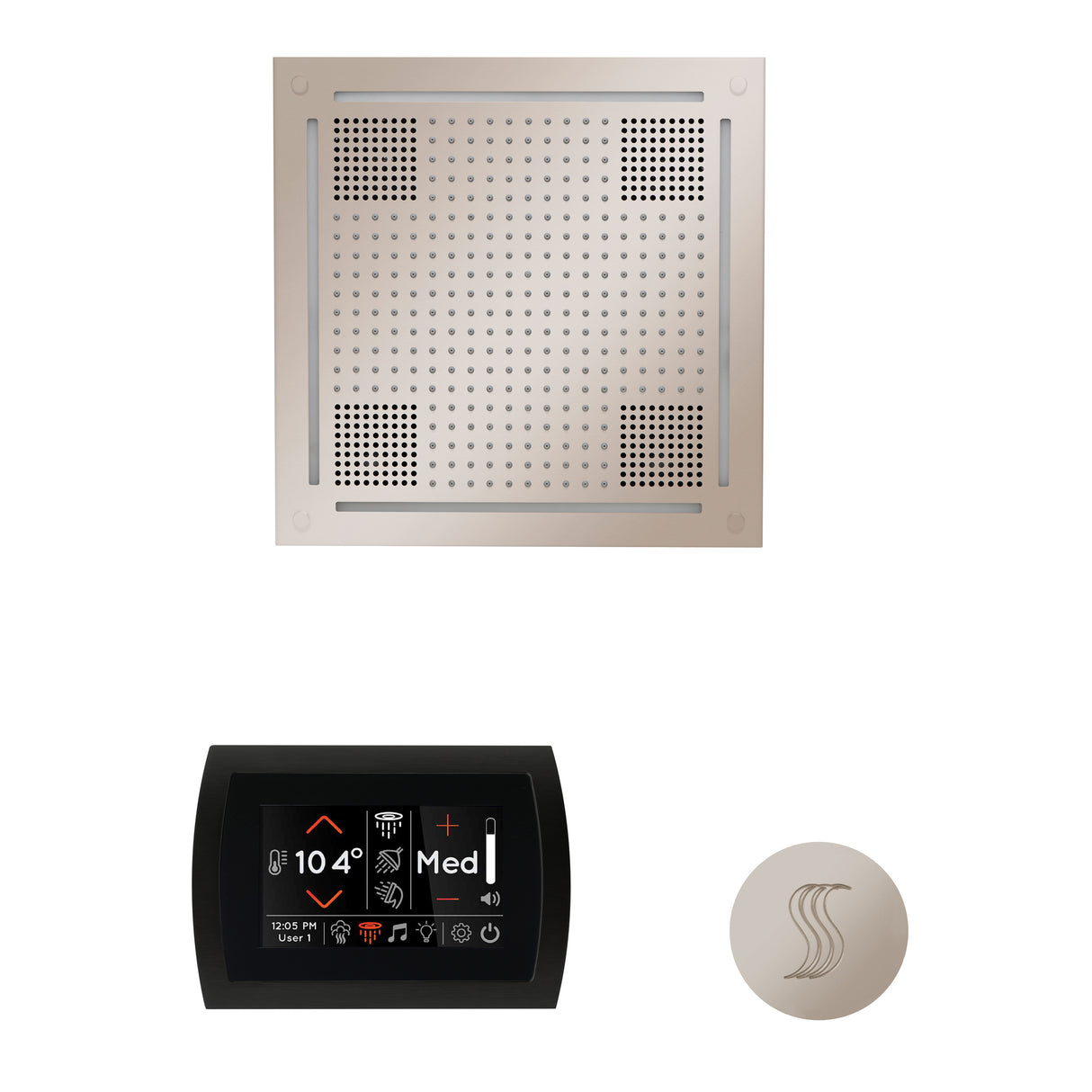 ThermaSol SignaTouch 5" Flushmount Control, HydroVive 18", and SteamVection Shower Package