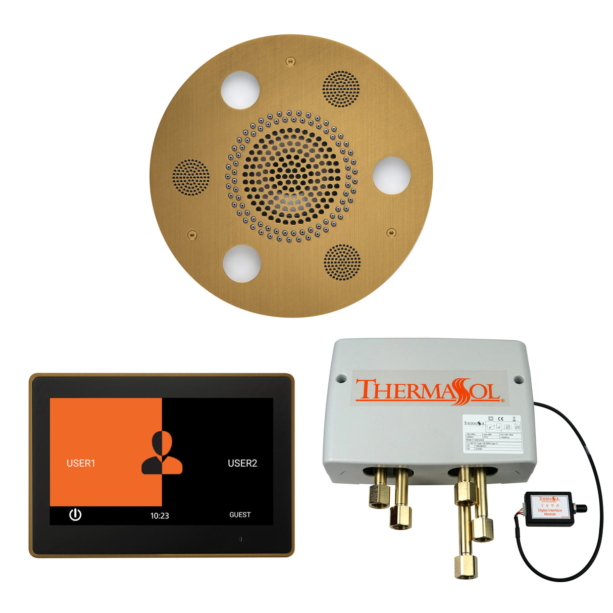 ThermaSol ThermaTouch 10" Control, Serenity Round Rainhead, and Digital Shower Valve Package
