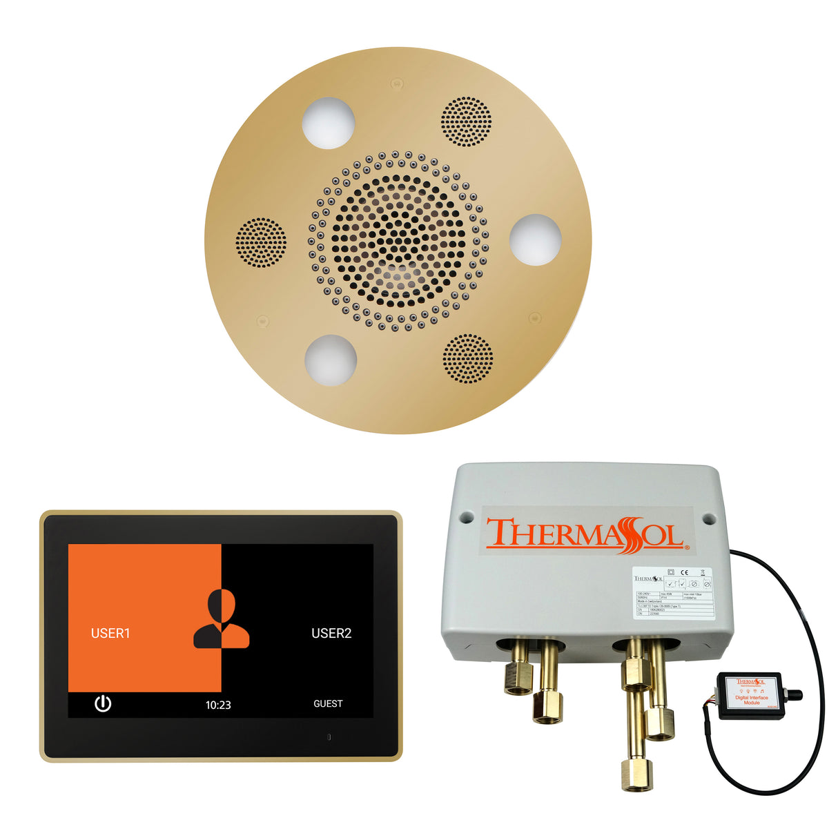 ThermaSol ThermaTouch 10" Control, Serenity Round Rainhead, and Digital Shower Valve Package