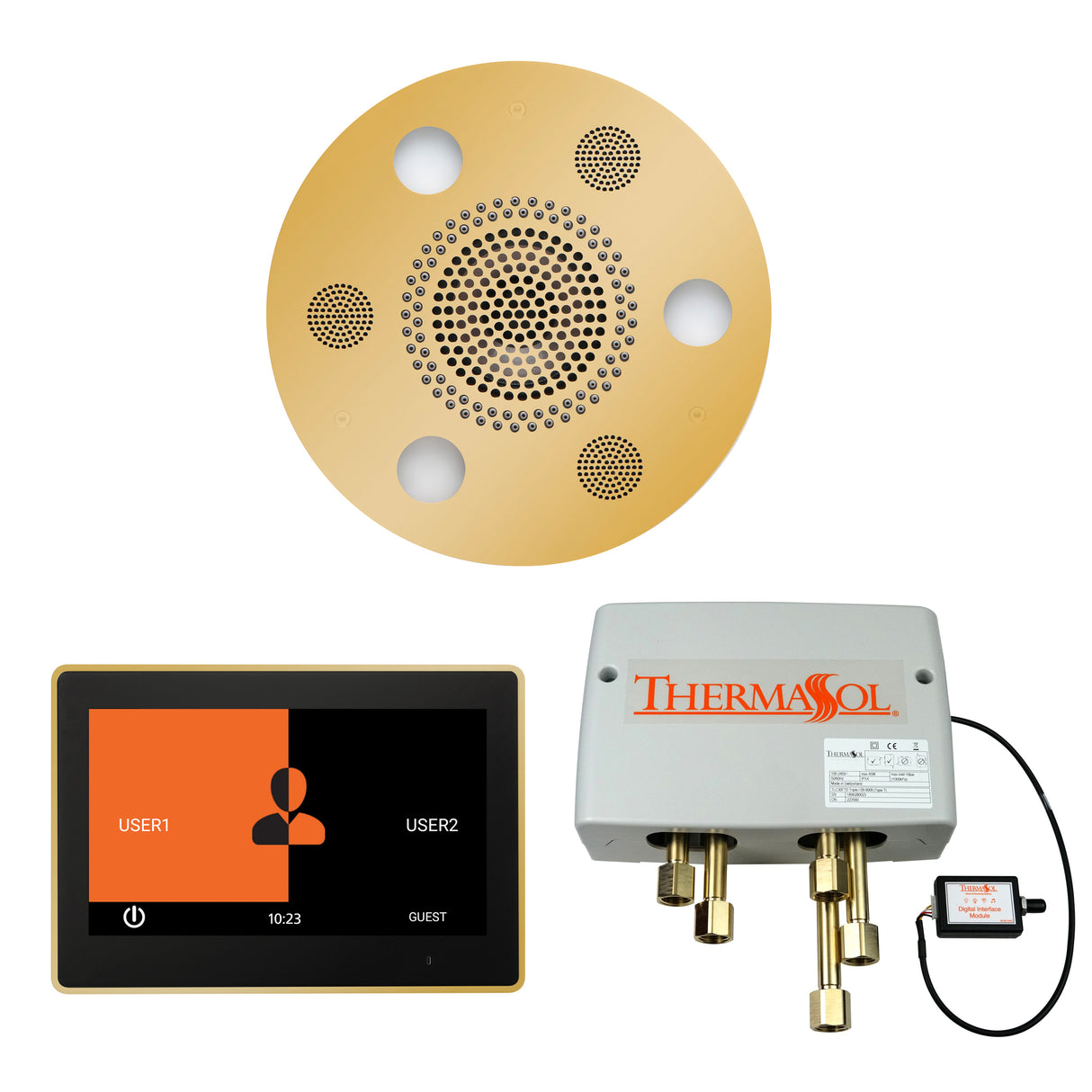 ThermaSol ThermaTouch 10" Control, Serenity Round Rainhead, and Digital Shower Valve Package