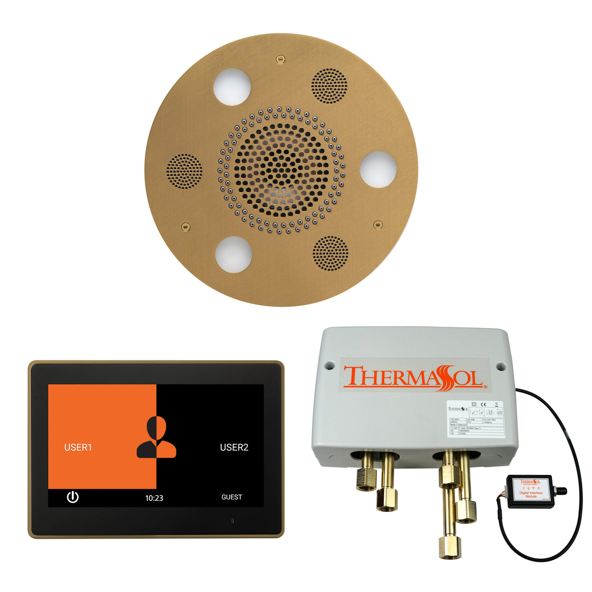 ThermaSol ThermaTouch 10" Control, Serenity Round Rainhead, and Digital Shower Valve Package