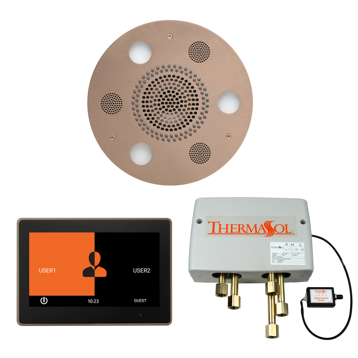 ThermaSol ThermaTouch 10" Control, Serenity Round Rainhead, and Digital Shower Valve Package