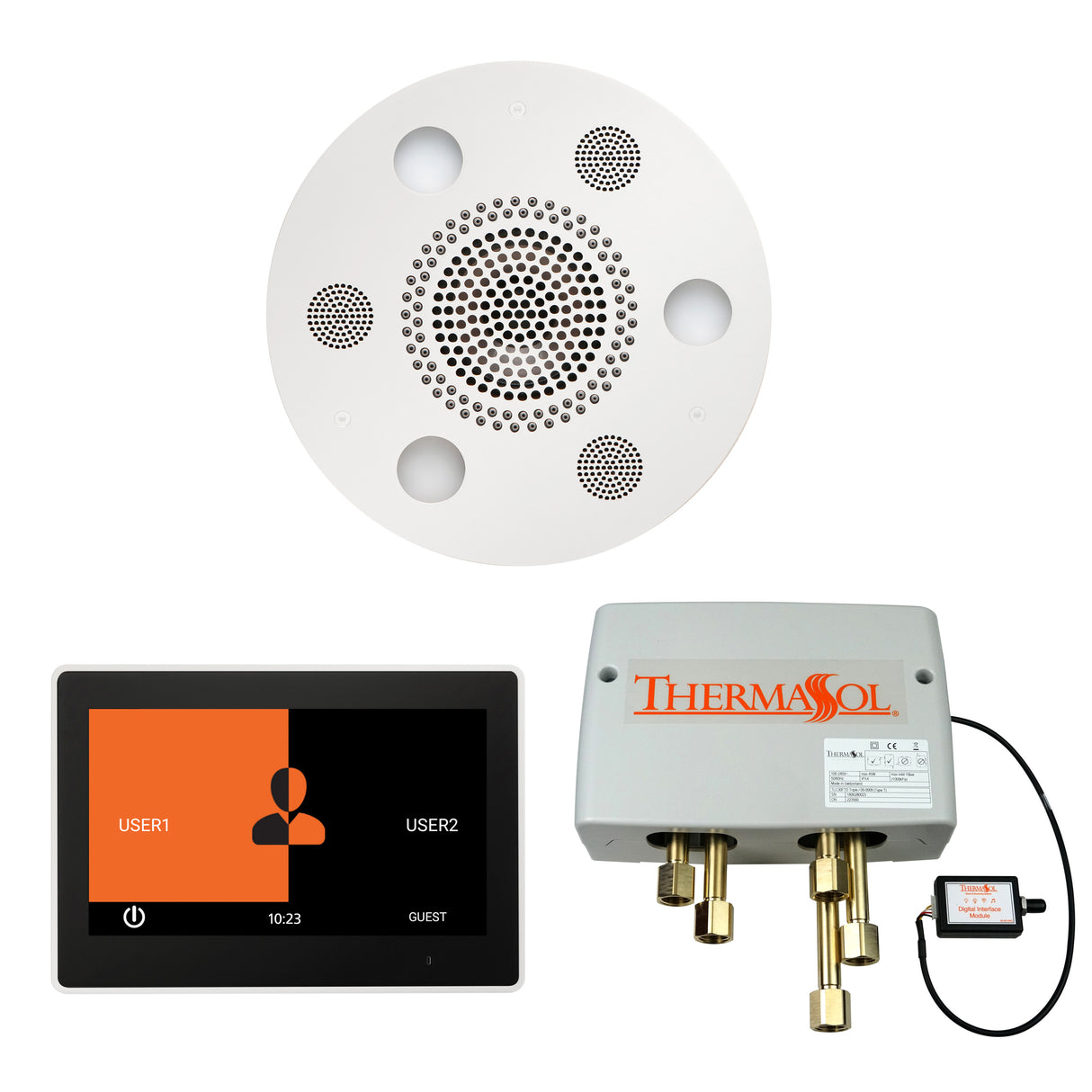 ThermaSol ThermaTouch 10" Control, Serenity Round Rainhead, and Digital Shower Valve Package
