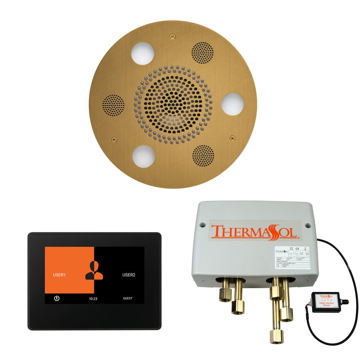 ThermaSol ThermaTouch 7" Control, Serenity Round Rainhead, and Digital Shower Valve Package