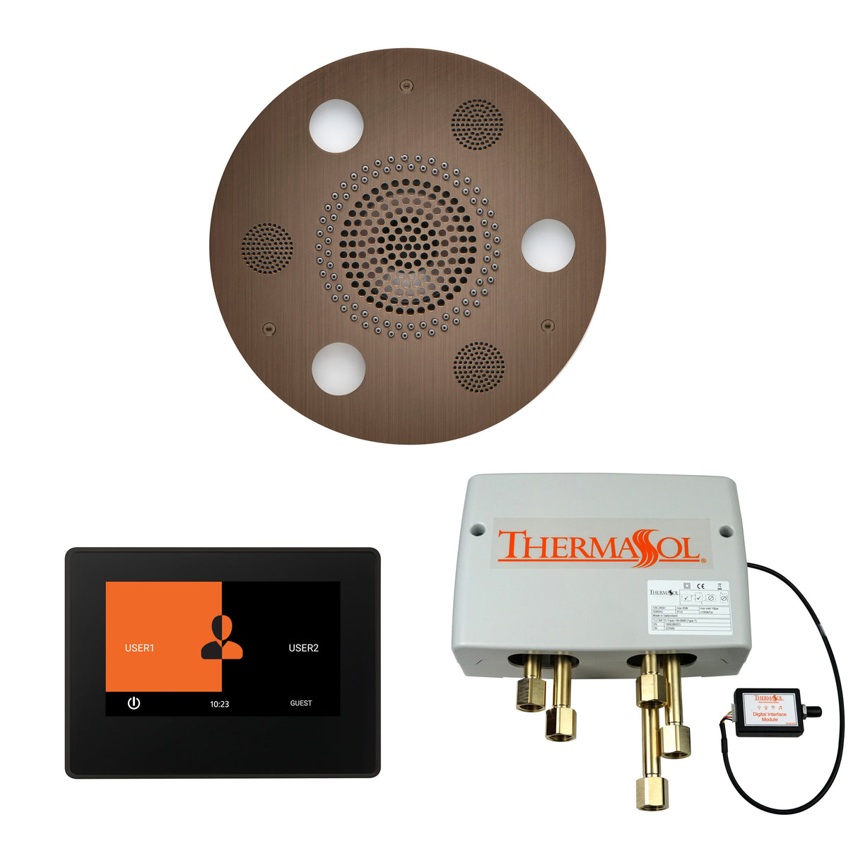 ThermaSol ThermaTouch 7" Control, Serenity Round Rainhead, and Digital Shower Valve Package
