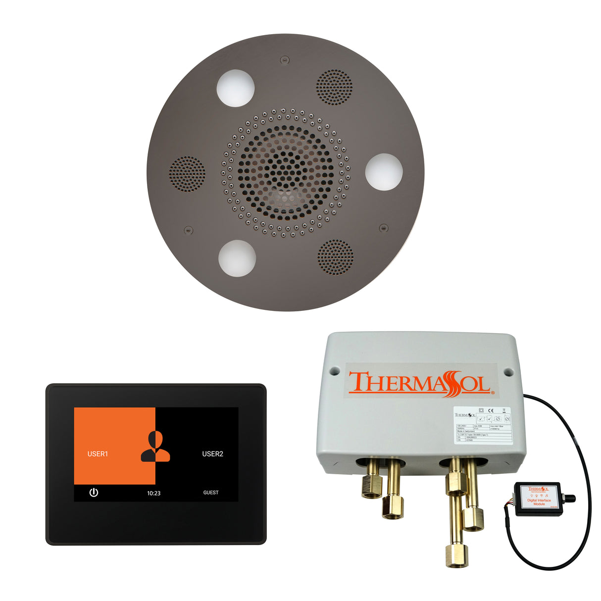 ThermaSol ThermaTouch 7" Control, Serenity Round Rainhead, and Digital Shower Valve Package