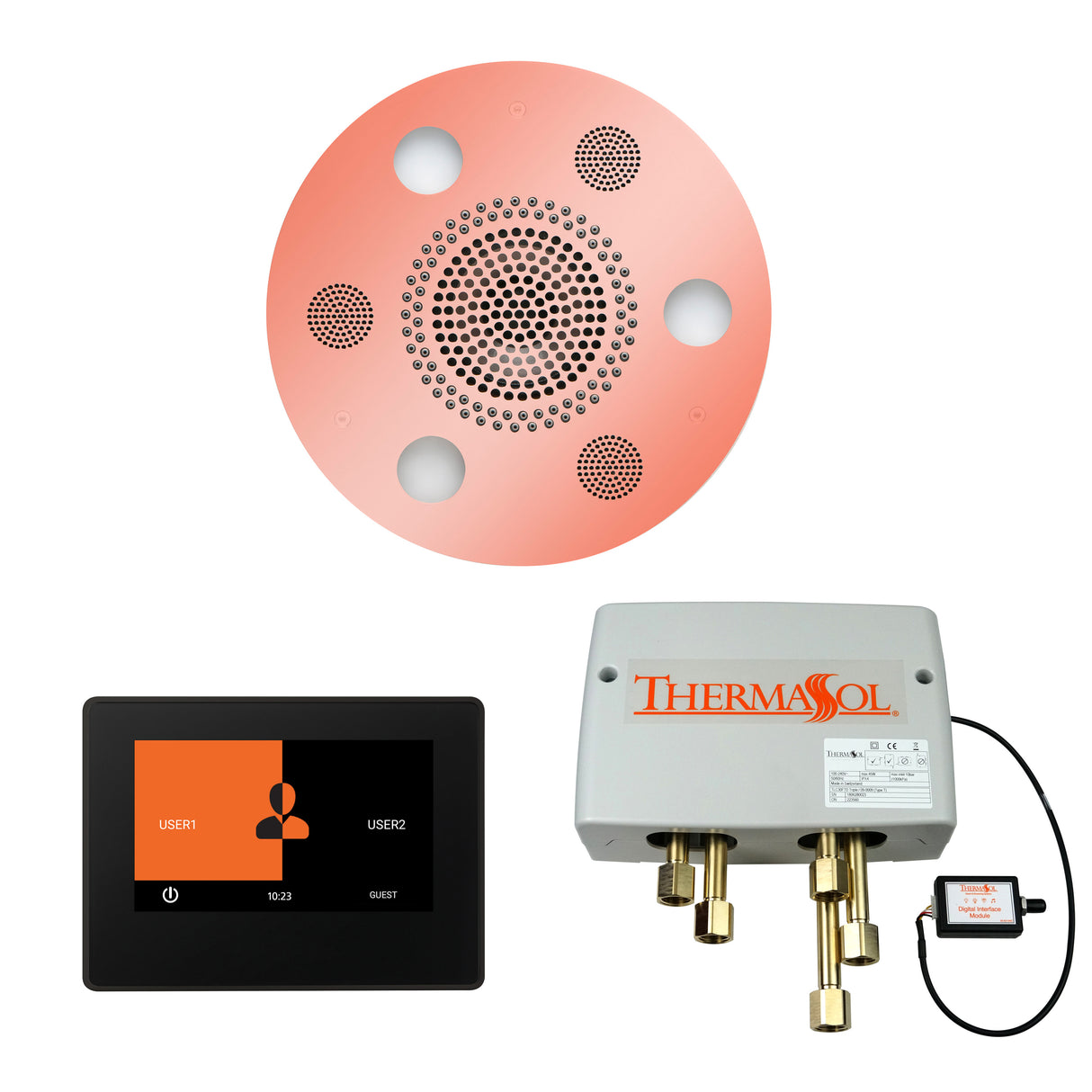 ThermaSol ThermaTouch 7" Control, Serenity Round Rainhead, and Digital Shower Valve Package