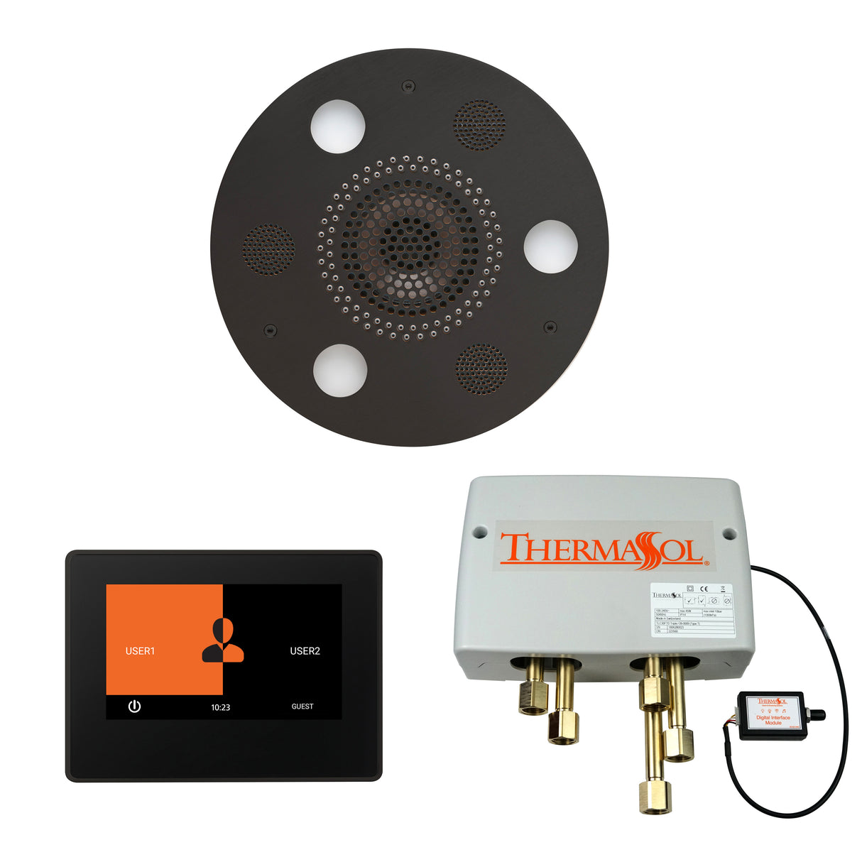 ThermaSol ThermaTouch 7" Control, Serenity Round Rainhead, and Digital Shower Valve Package