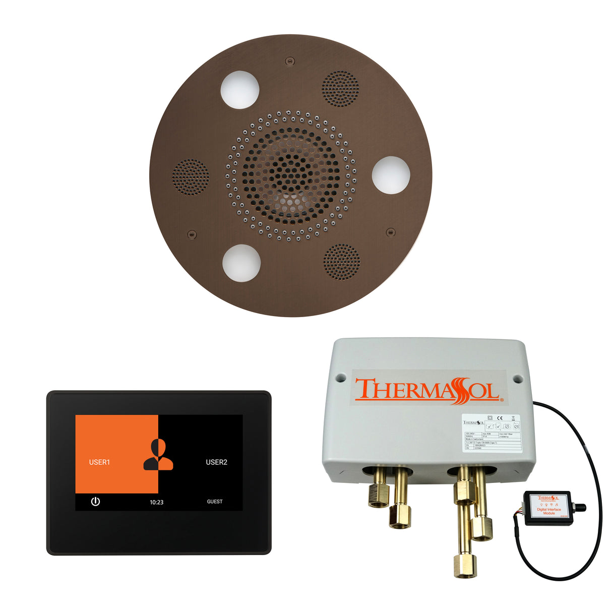 ThermaSol ThermaTouch 7" Control, Serenity Round Rainhead, and Digital Shower Valve Package