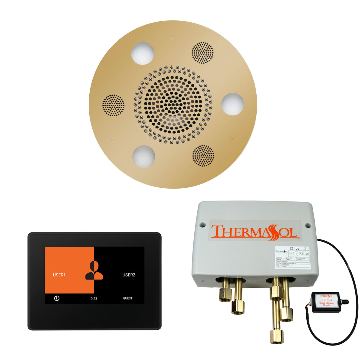ThermaSol ThermaTouch 7" Control, Serenity Round Rainhead, and Digital Shower Valve Package