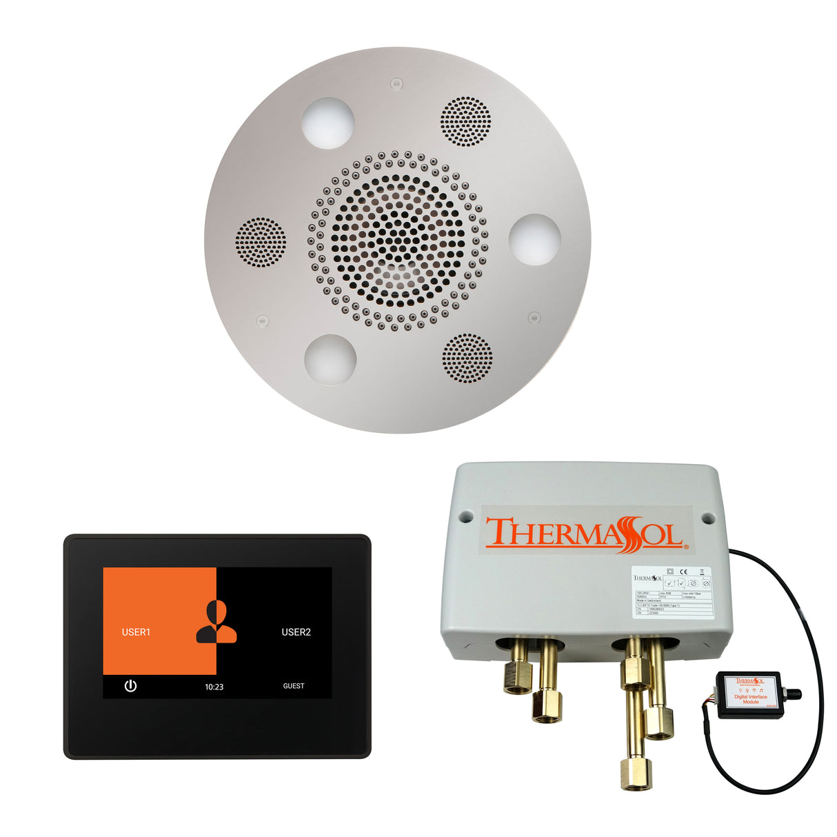ThermaSol ThermaTouch 7" Control, Serenity Round Rainhead, and Digital Shower Valve Package