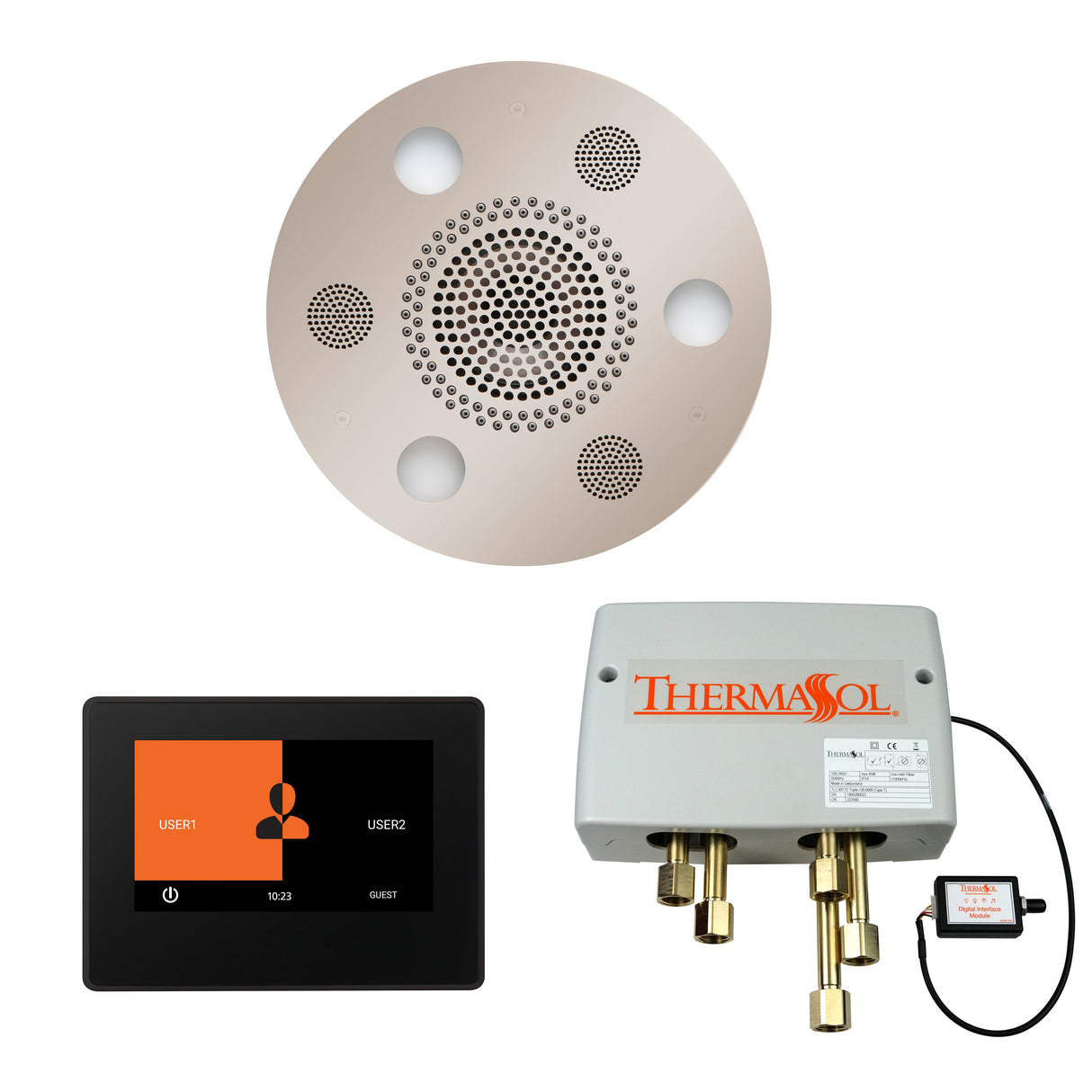 ThermaSol ThermaTouch 7" Control, Serenity Round Rainhead, and Digital Shower Valve Package