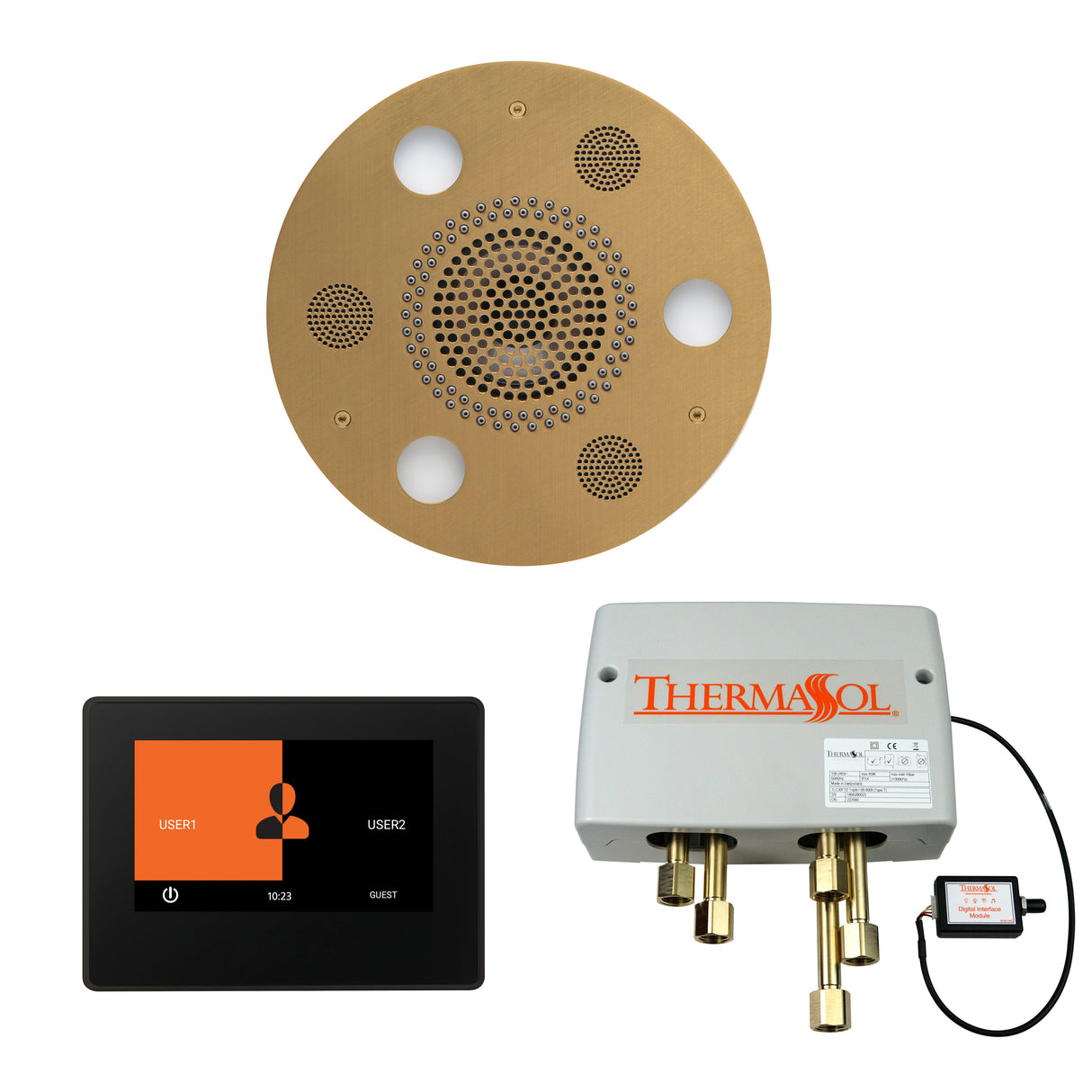 ThermaSol ThermaTouch 7" Control, Serenity Round Rainhead, and Digital Shower Valve Package
