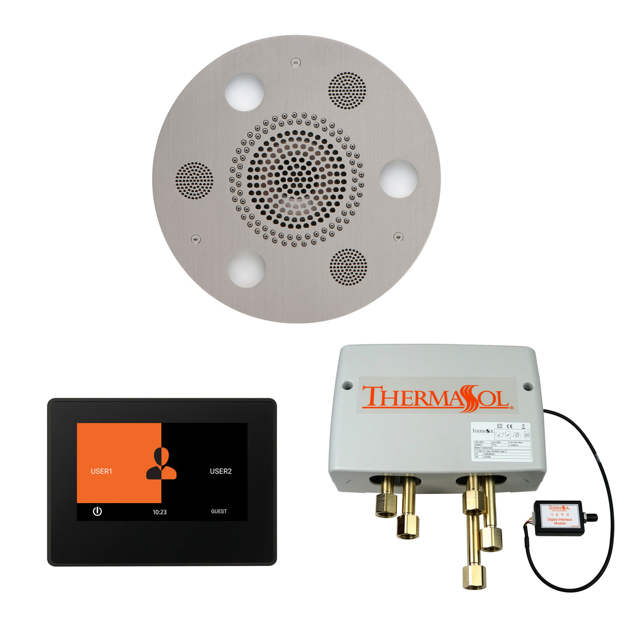 ThermaSol ThermaTouch 7" Control, Serenity Round Rainhead, and Digital Shower Valve Package