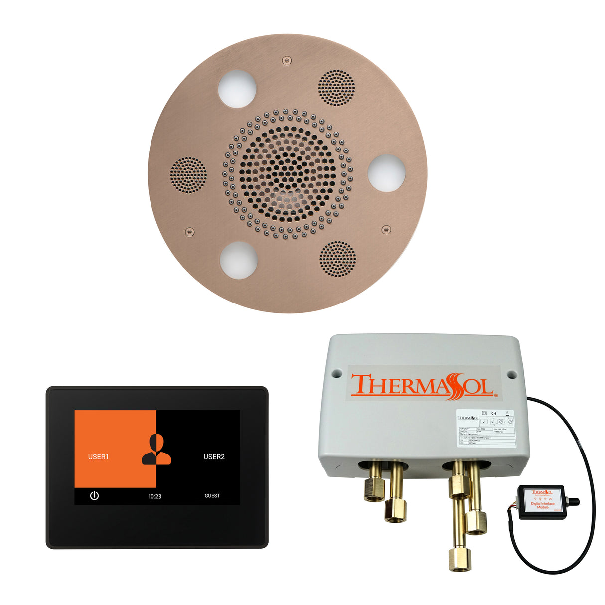 ThermaSol ThermaTouch 7" Control, Serenity Round Rainhead, and Digital Shower Valve Package