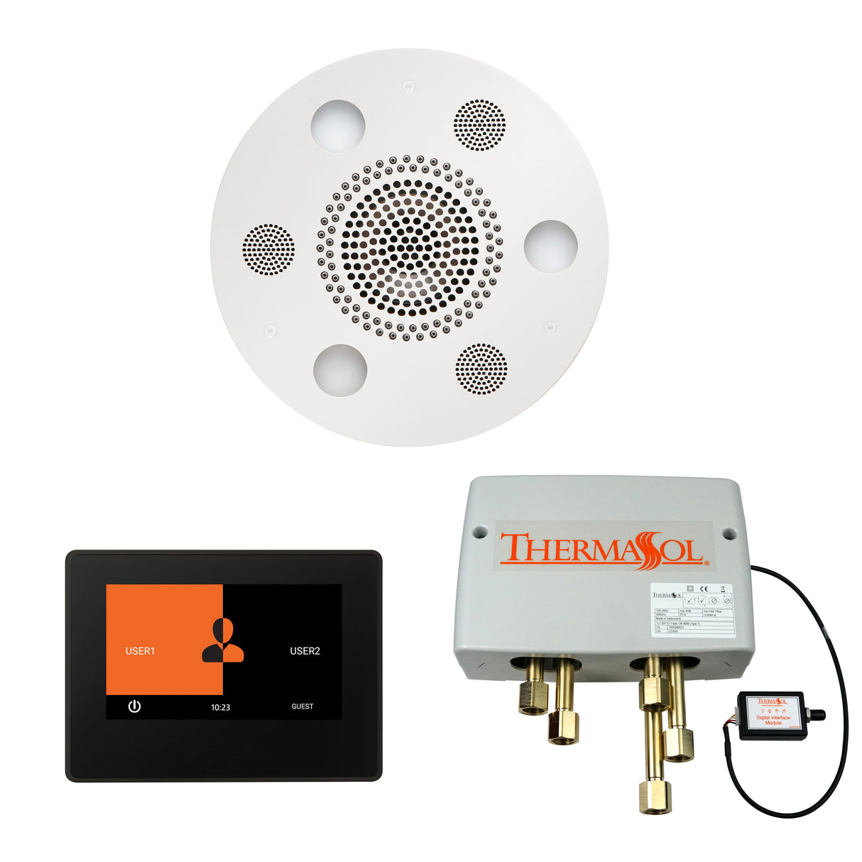ThermaSol ThermaTouch 7" Control, Serenity Round Rainhead, and Digital Shower Valve Package
