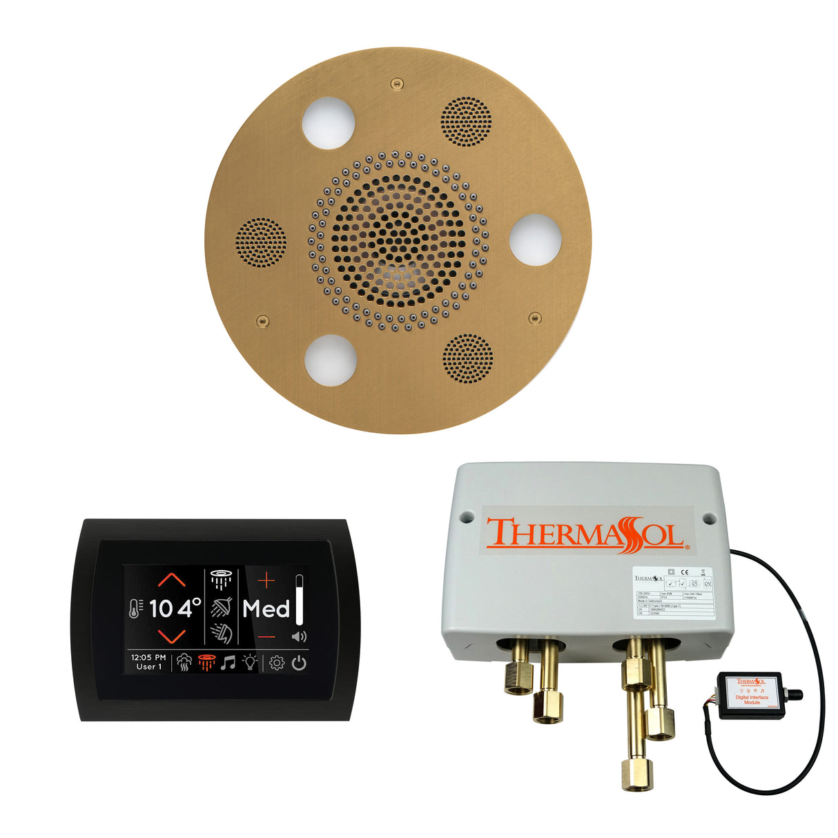ThermaSol SignaTouch Control, Serenity Rainhead, and Digital Shower Valve Package, Round