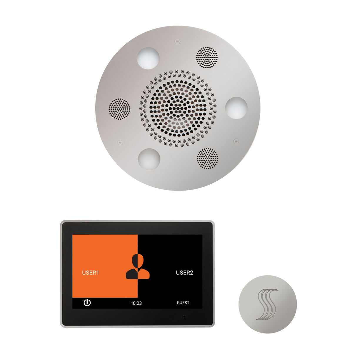 ThermaSol ThermaTouch 10" Steam Control, Serenity Round Rainhead, and SteamVection Shower Package