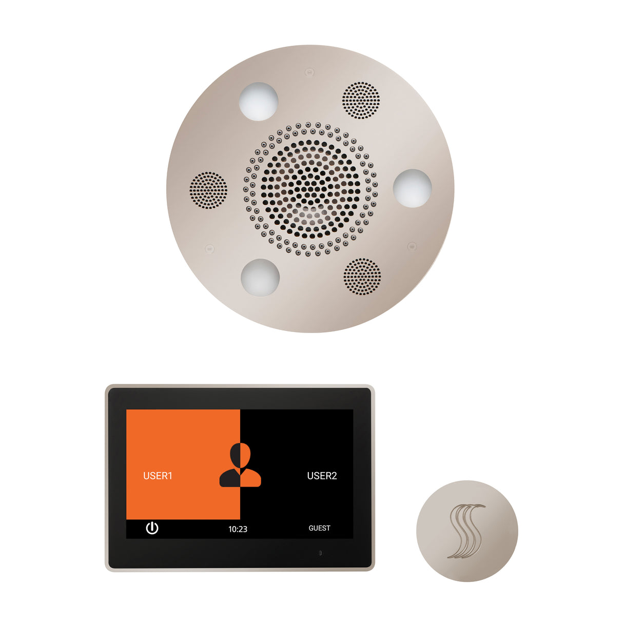ThermaSol ThermaTouch 10" Steam Control, Serenity Round Rainhead, and SteamVection Shower Package