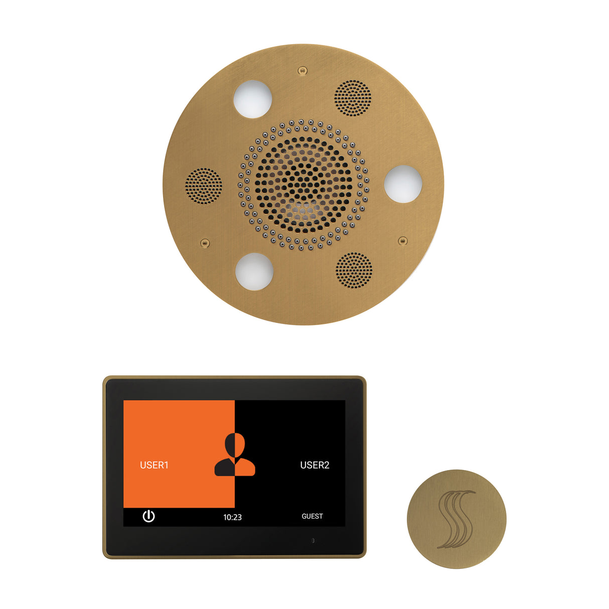 ThermaSol ThermaTouch 10" Steam Control, Serenity Round Rainhead, and SteamVection Shower Package