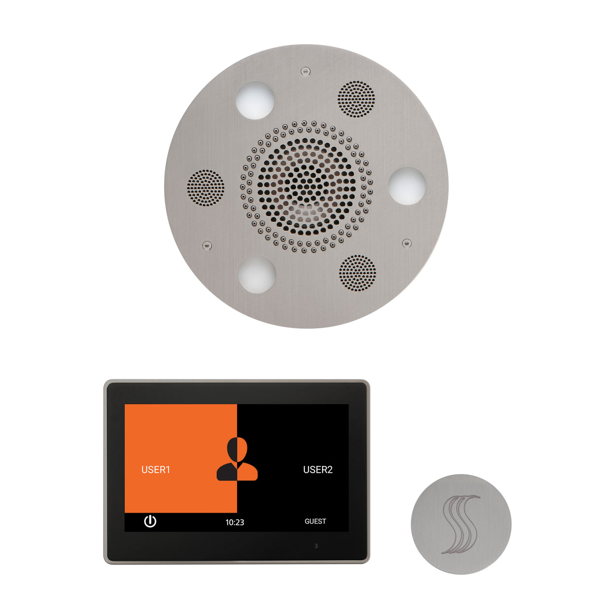 ThermaSol ThermaTouch 10" Steam Control, Serenity Round Rainhead, and SteamVection Shower Package