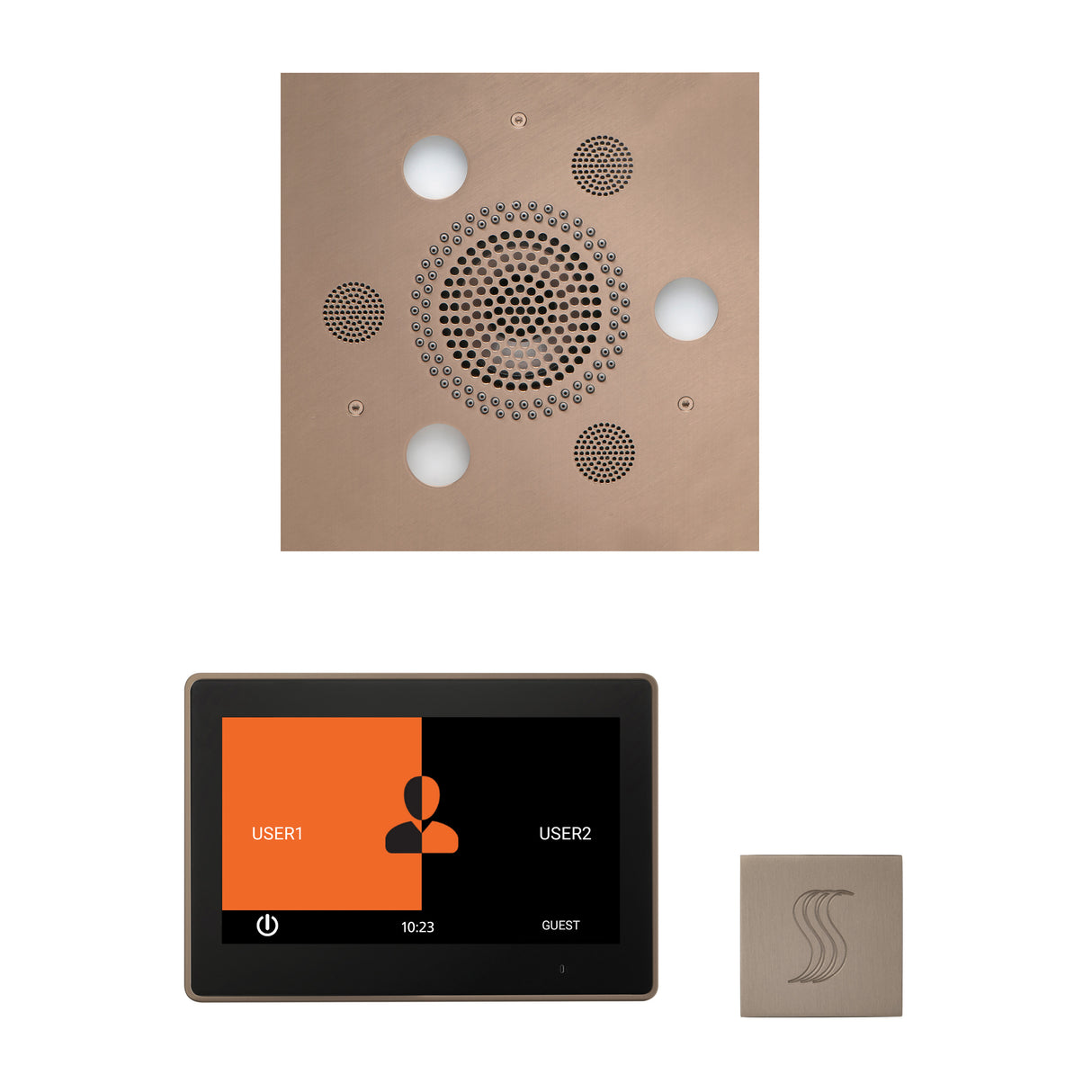 ThermaSol ThermaTouch 10" Steam Control, Serenity Square Rainhead, and SteamVection Shower Package