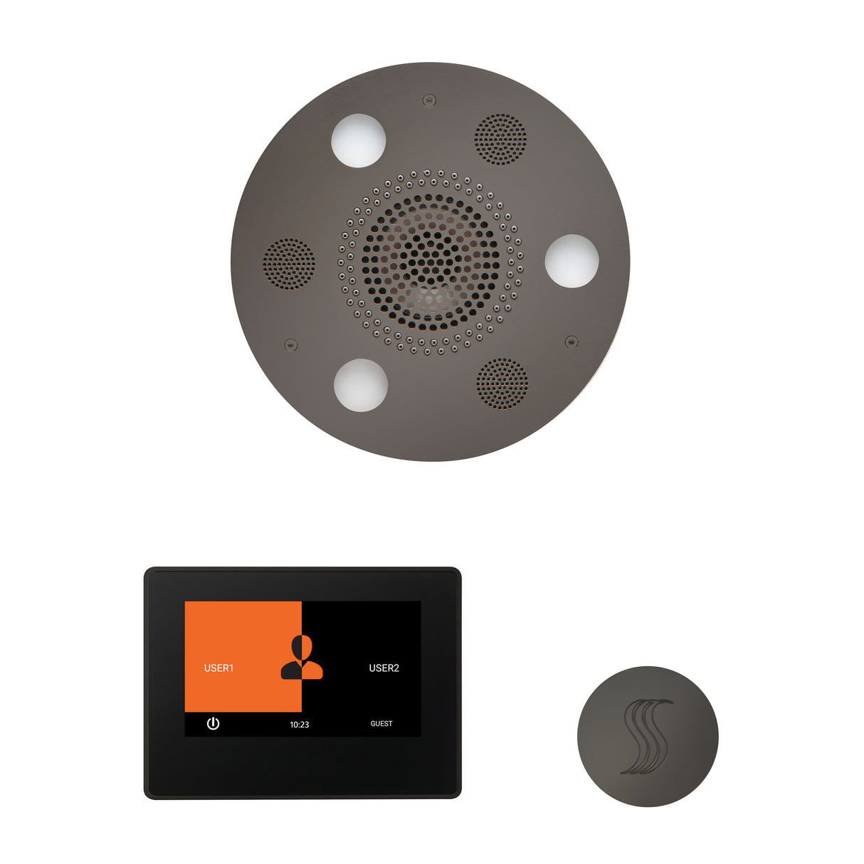 ThermaSol ThermaTouch 7" Steam Control, Serenity Round Rainhead, and SteamVection Shower Package