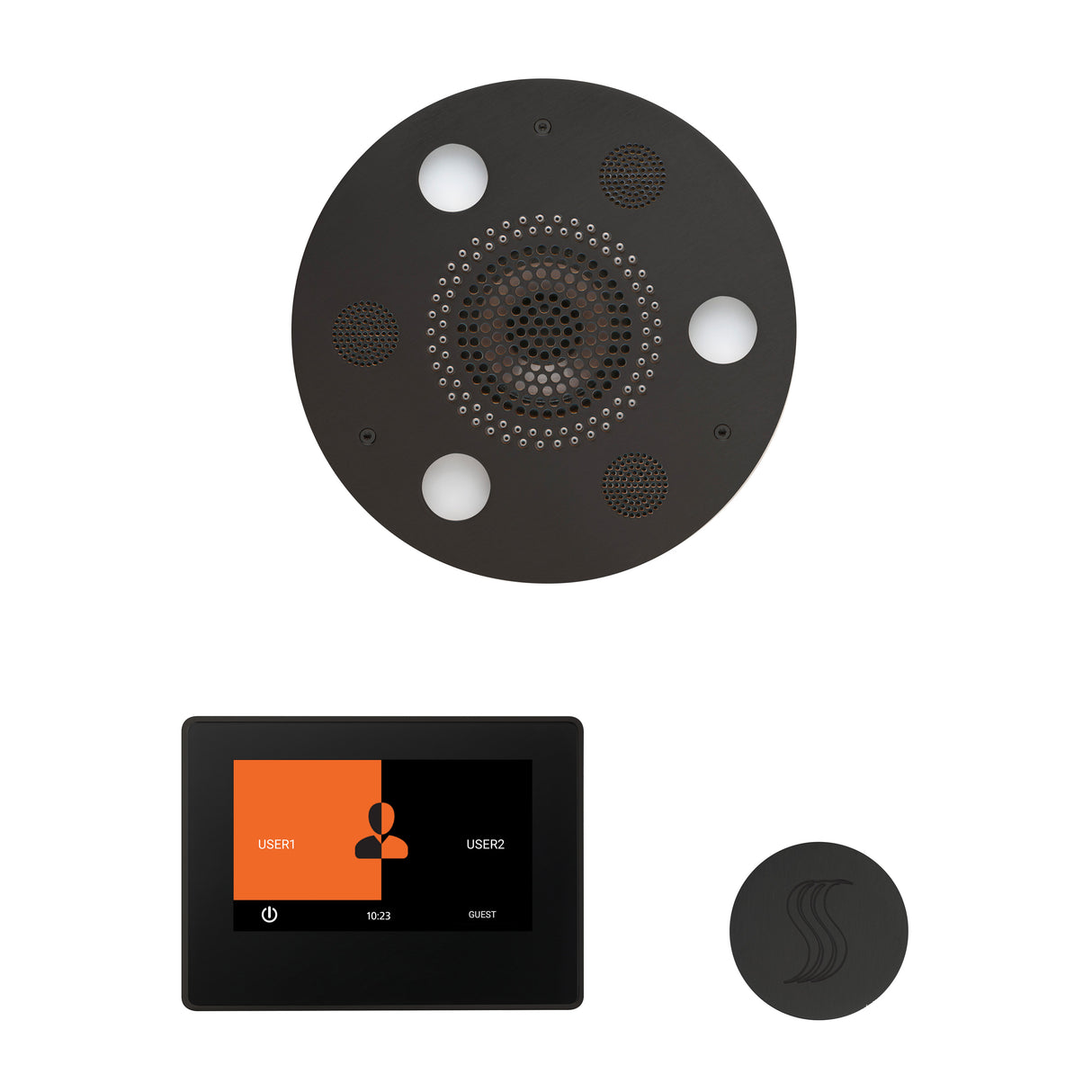 ThermaSol ThermaTouch 7" Steam Control, Serenity Round Rainhead, and SteamVection Shower Package