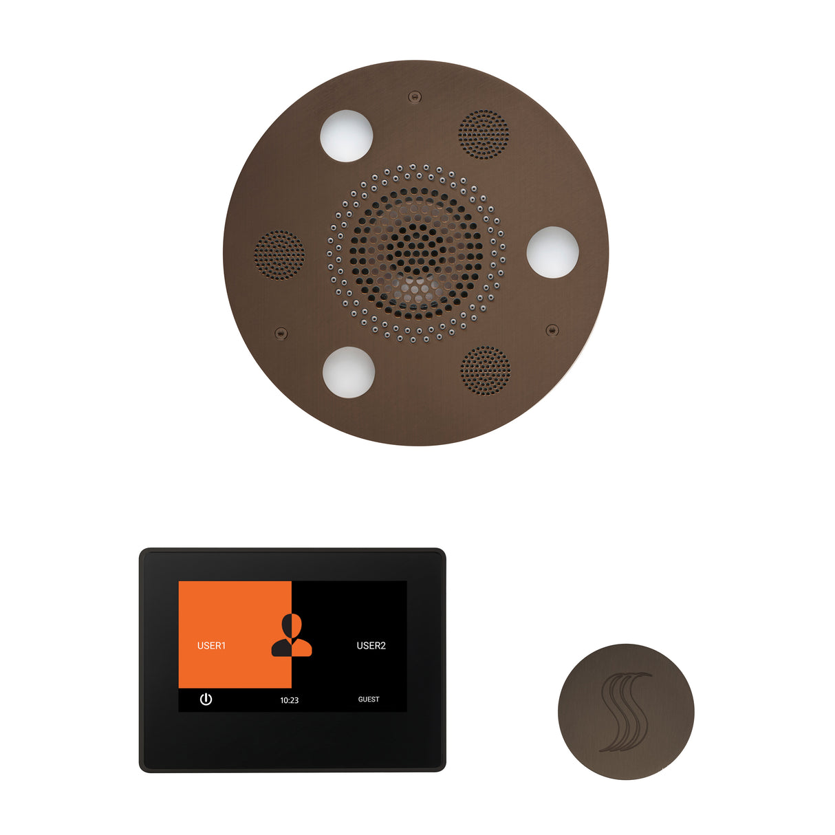 ThermaSol ThermaTouch 7" Steam Control, Serenity Round Rainhead, and SteamVection Shower Package