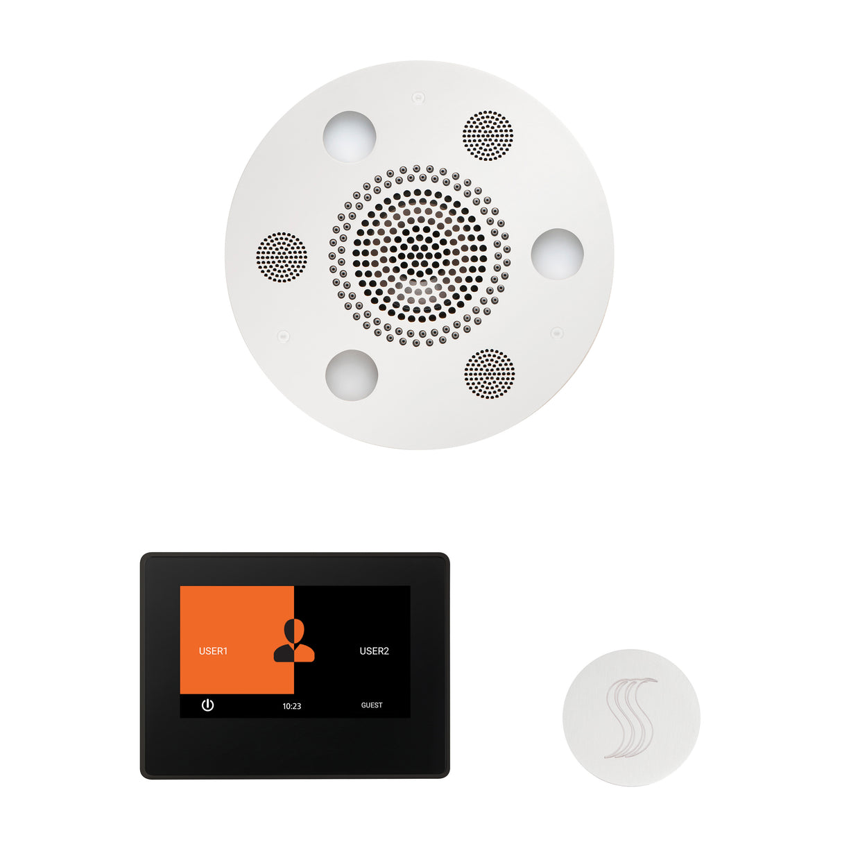 ThermaSol ThermaTouch 7" Steam Control, Serenity Round Rainhead, and SteamVection Shower Package