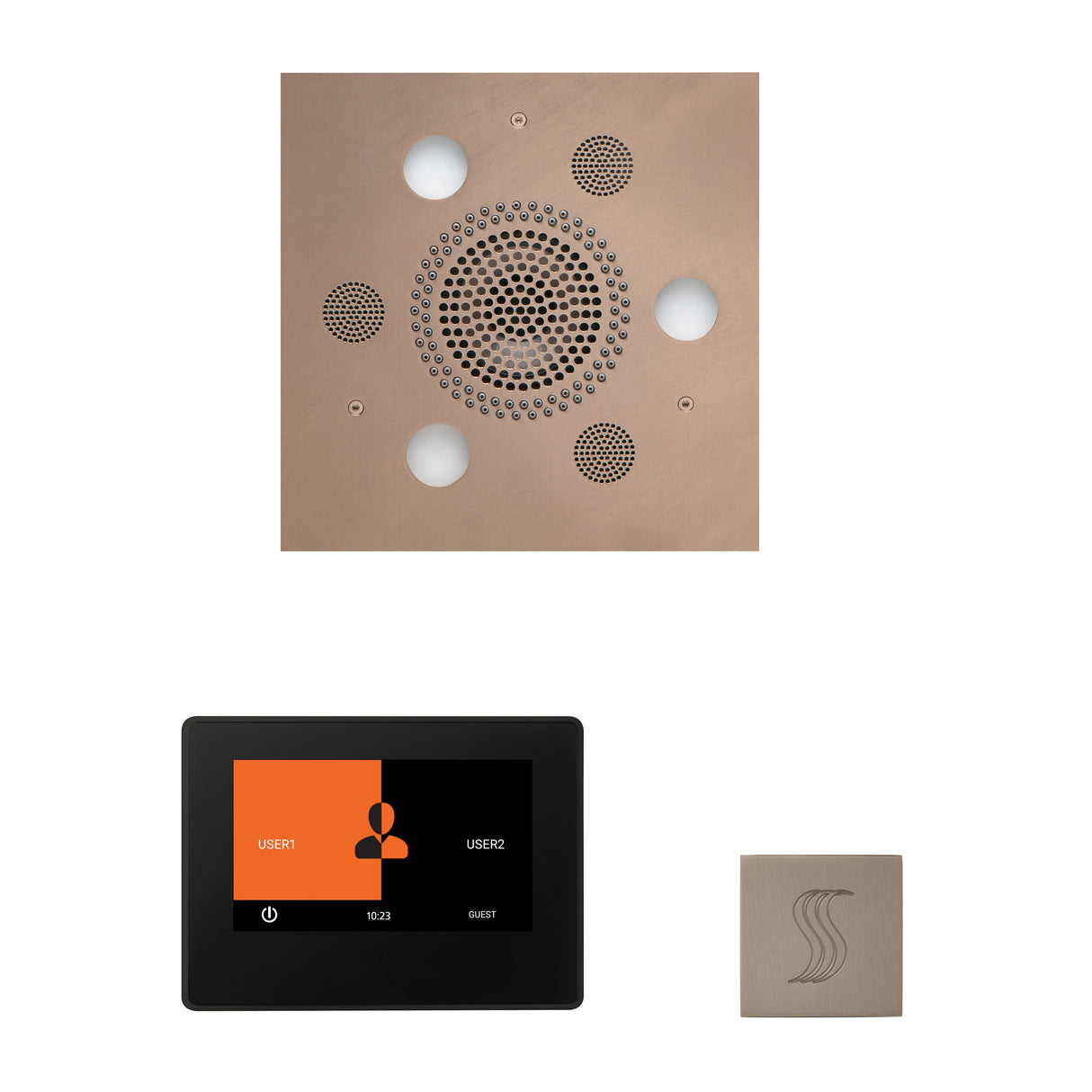 ThermaSol ThermaTouch 7" Steam Control, Serenity Square Rainhead, and SteamVection Shower Package