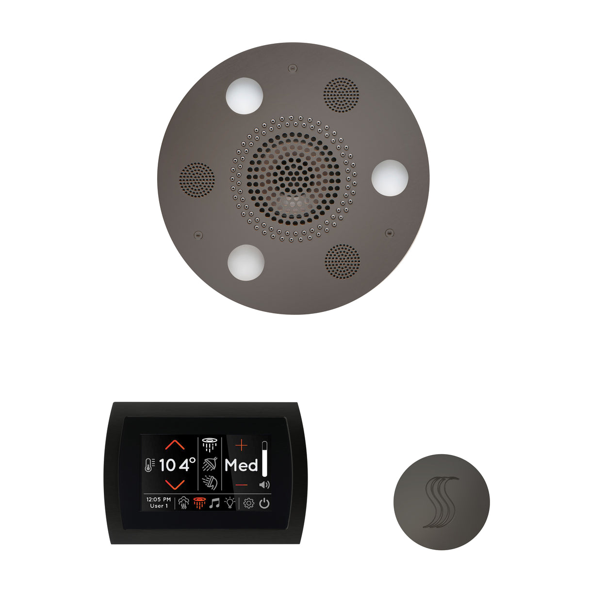 ThermaSol SignaTouch 5" Flushmount Control, Round Serenity Rainhead, and SteamVection Shower Package