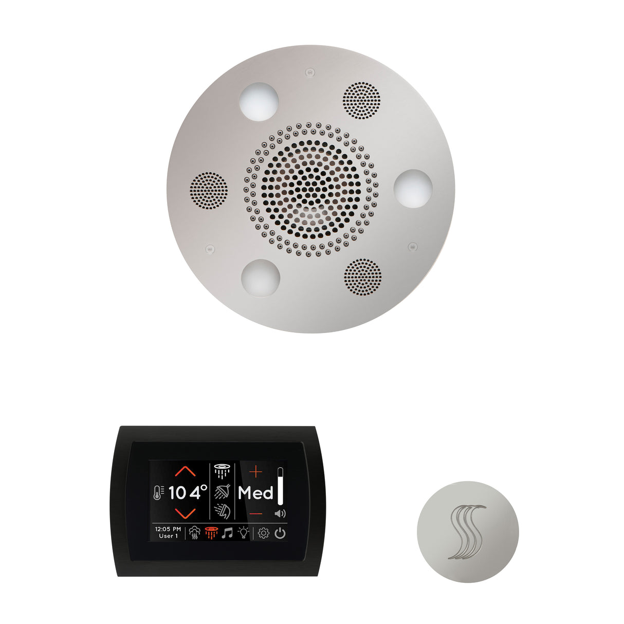 ThermaSol SignaTouch 5" Flushmount Control, Round Serenity Rainhead, and SteamVection Shower Package