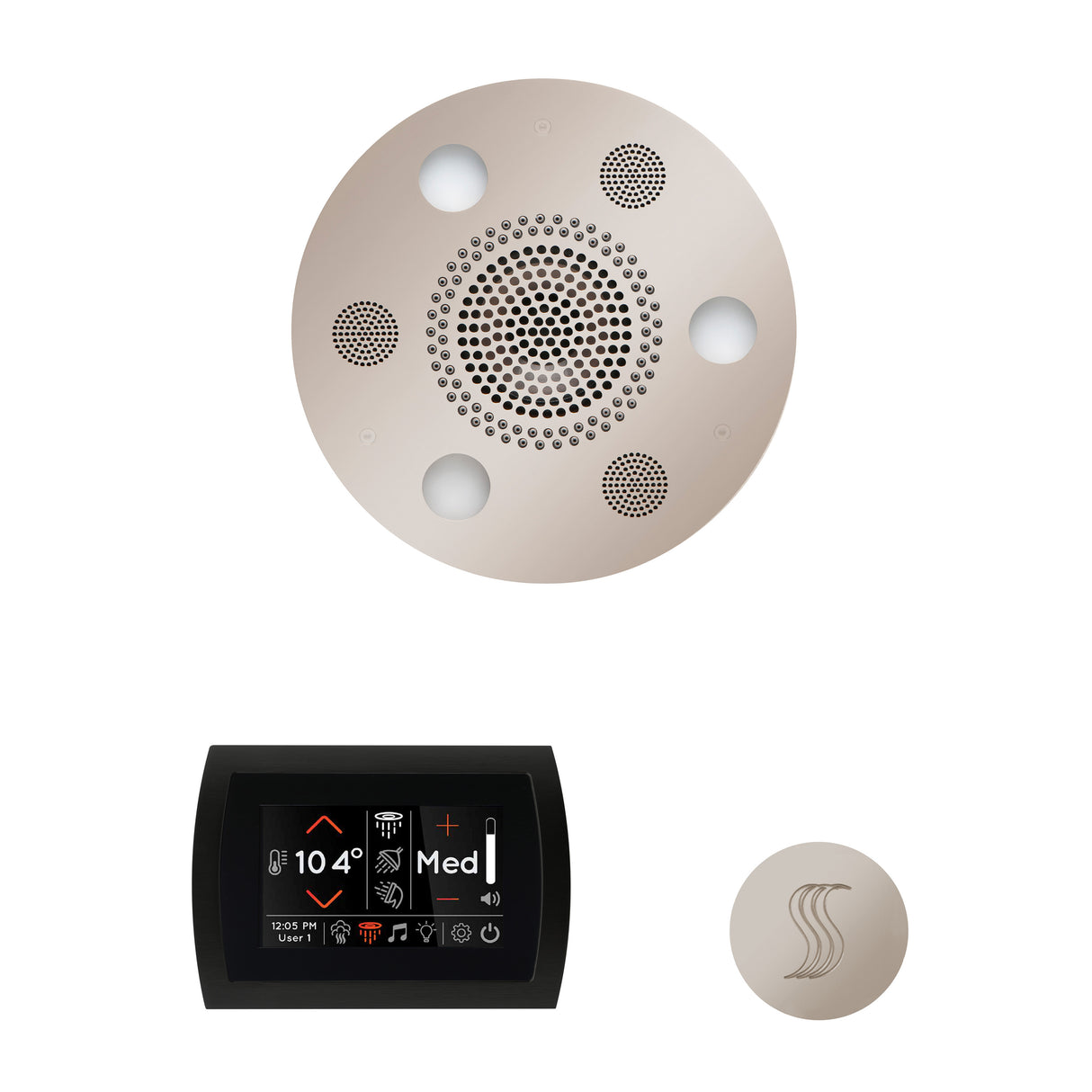 ThermaSol SignaTouch 5" Flushmount Control, Round Serenity Rainhead, and SteamVection Shower Package