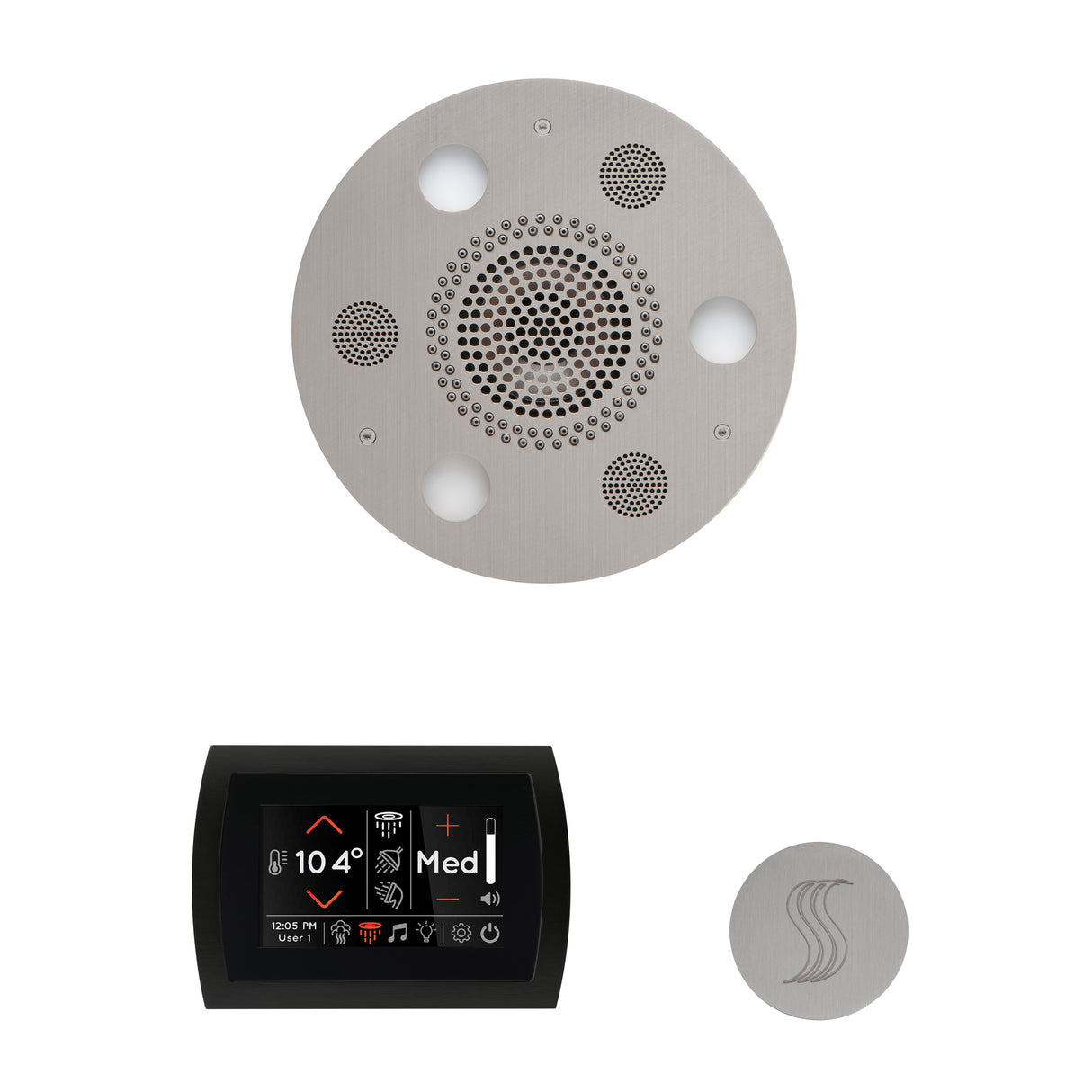 ThermaSol SignaTouch 5" Flushmount Control, Round Serenity Rainhead, and SteamVection Shower Package