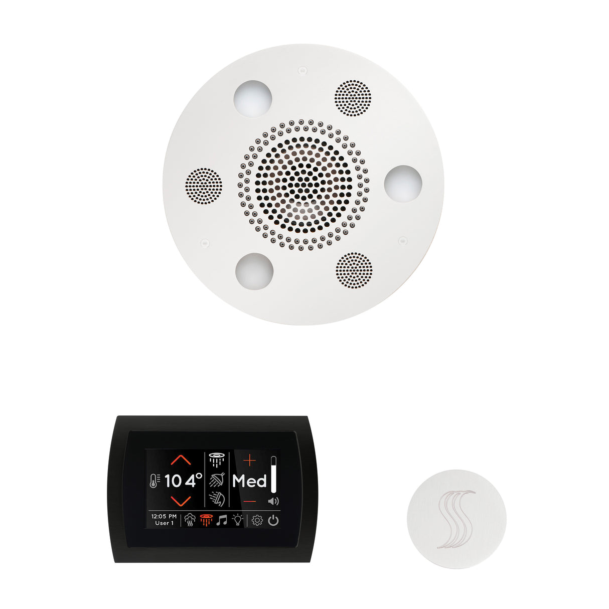 ThermaSol SignaTouch 5" Flushmount Control, Round Serenity Rainhead, and SteamVection Shower Package