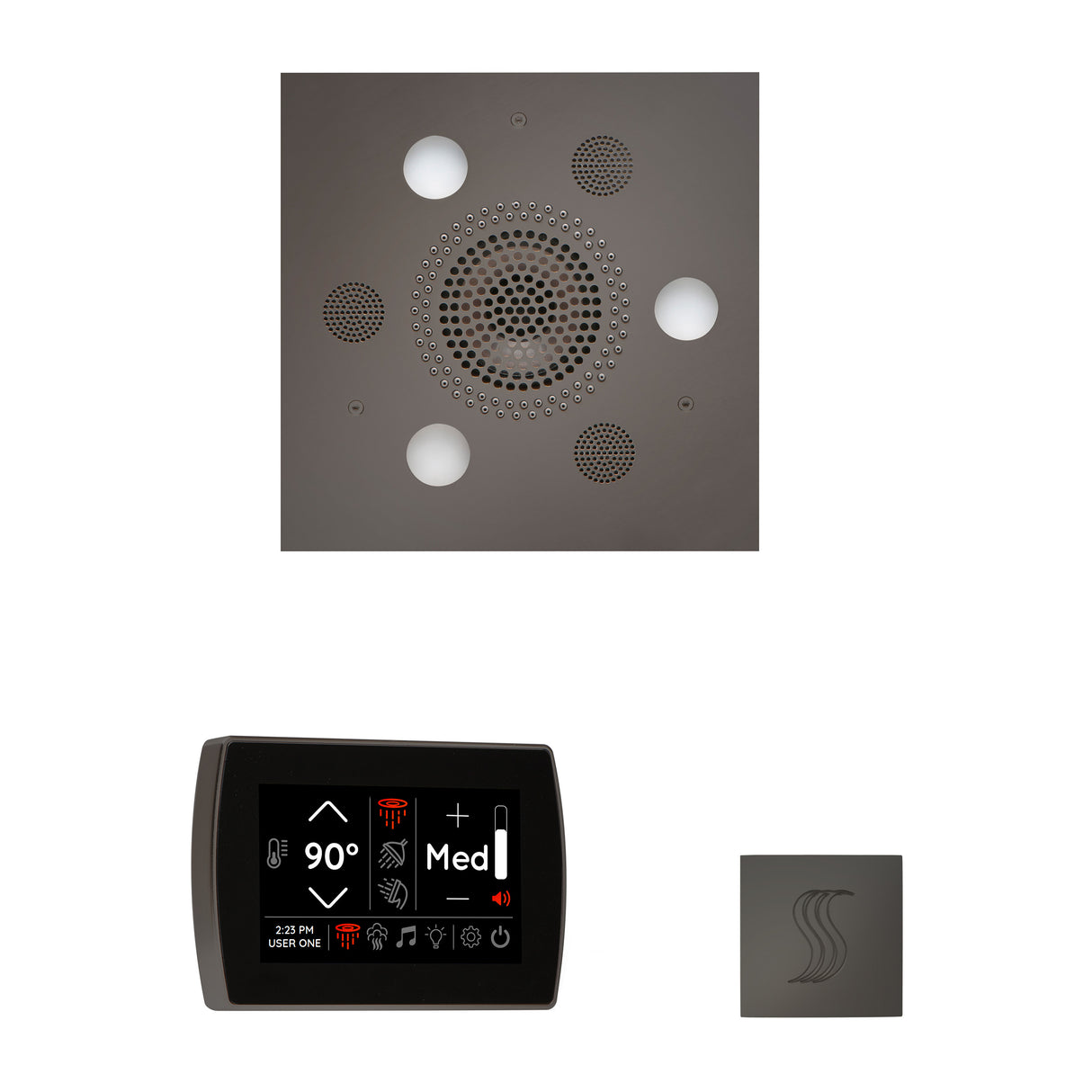 ThermaSol SignaTouch 5" Recessed Control, Square Serenity Rainhead, and SteamVection Shower Package