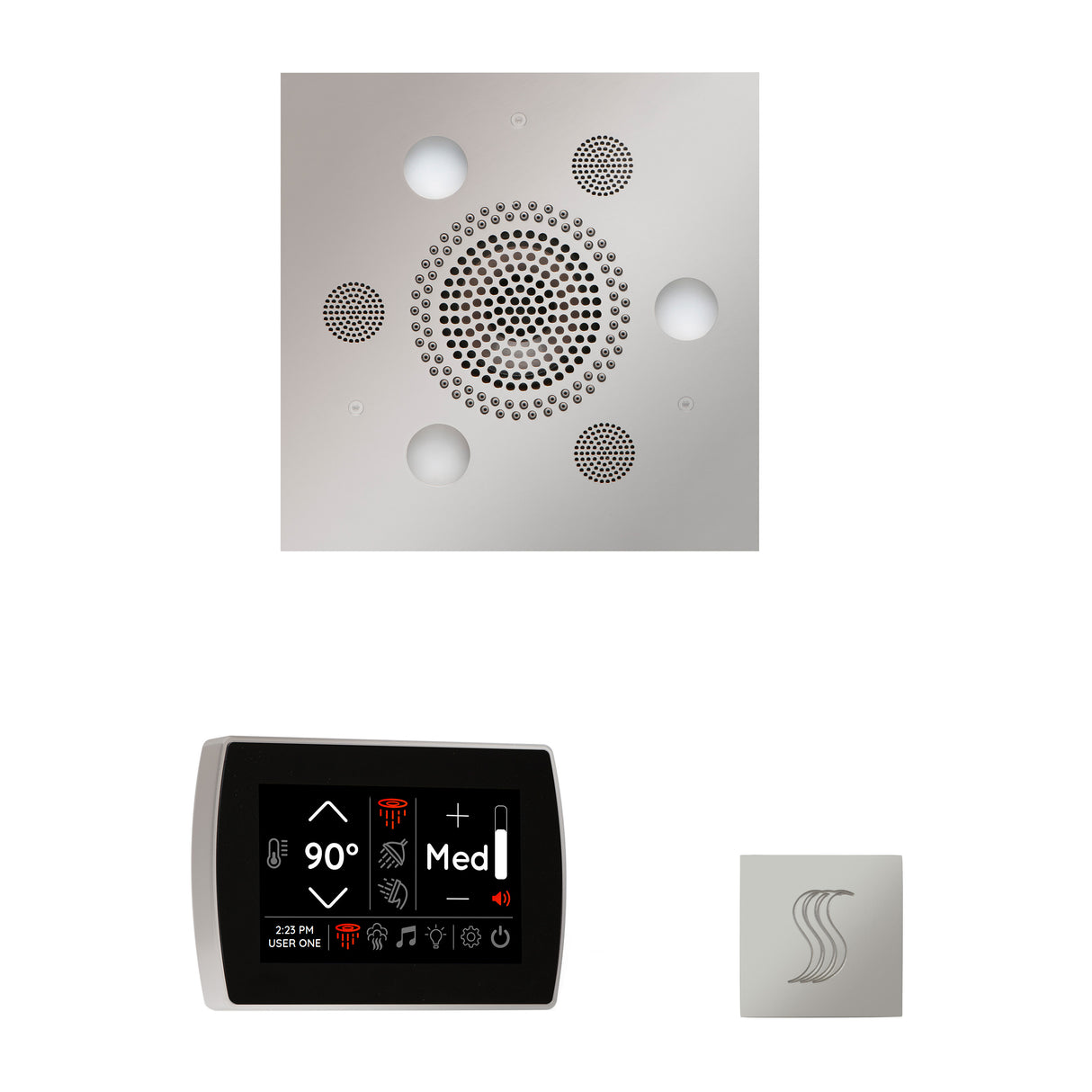ThermaSol SignaTouch 5" Recessed Control, Square Serenity Rainhead, and SteamVection Shower Package
