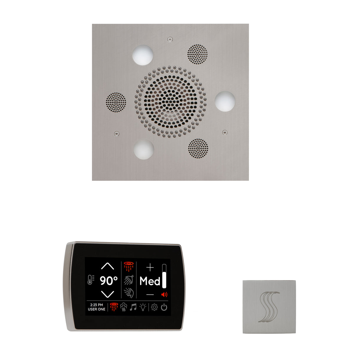 ThermaSol SignaTouch 5" Recessed Control, Square Serenity Rainhead, and SteamVection Shower Package
