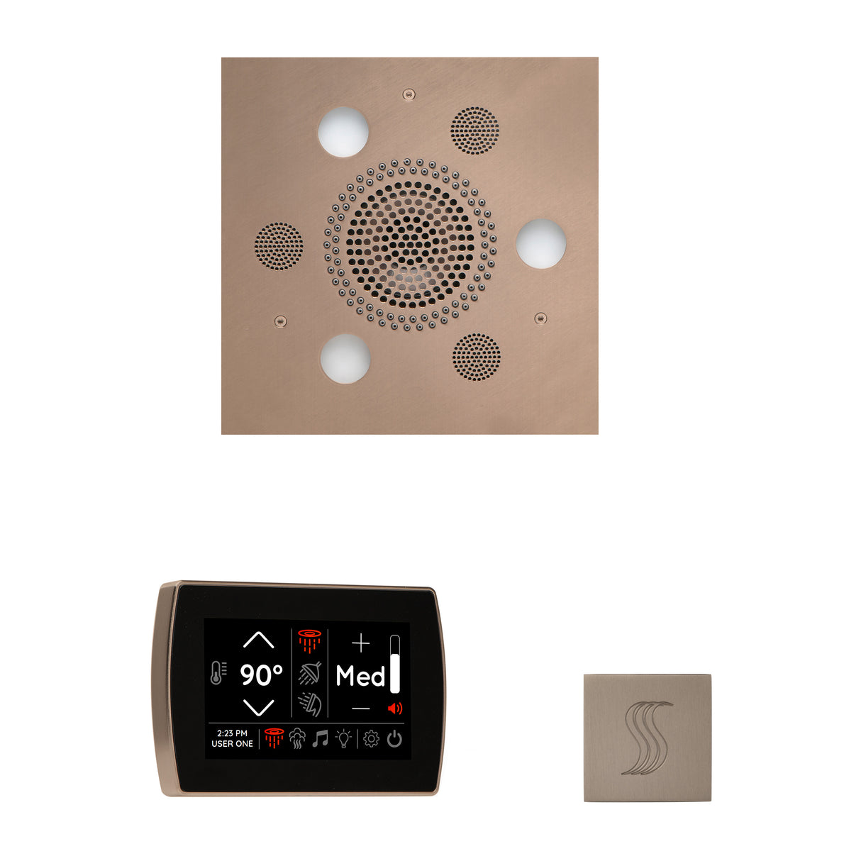 ThermaSol SignaTouch 5" Recessed Control, Square Serenity Rainhead, and SteamVection Shower Package