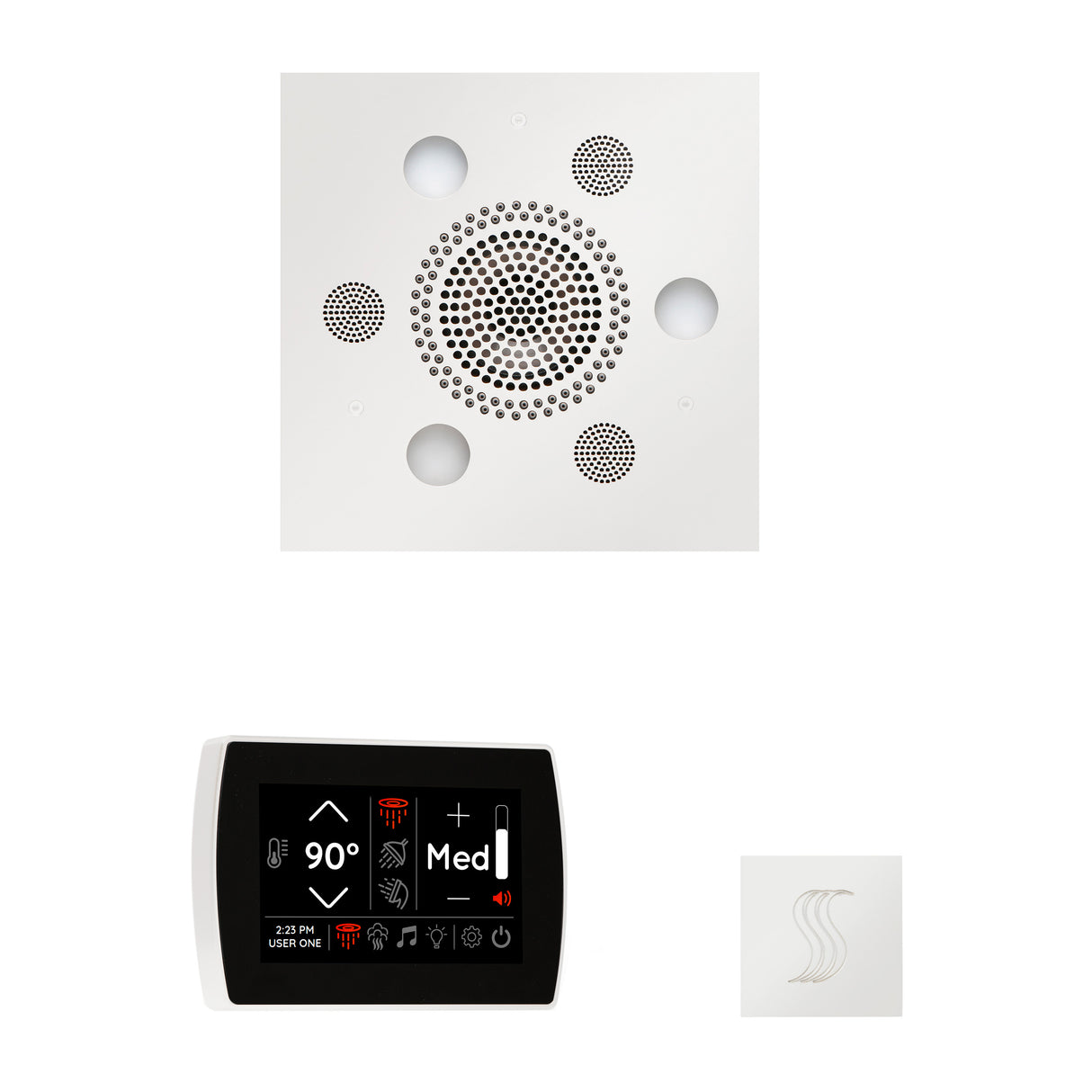 ThermaSol SignaTouch 5" Recessed Control, Square Serenity Rainhead, and SteamVection Shower Package
