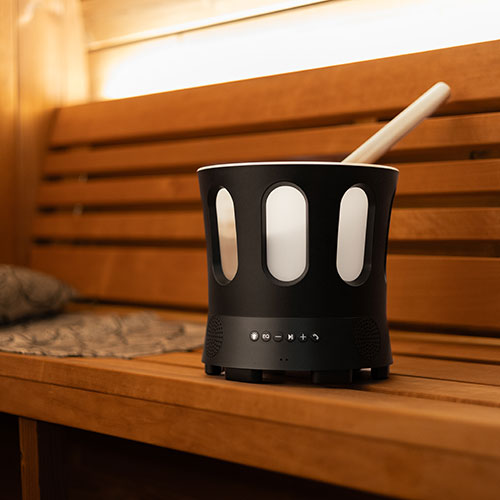 SaunaLife SaunaZone Bluetooth Speaker and Sauna Bucket, with Lights