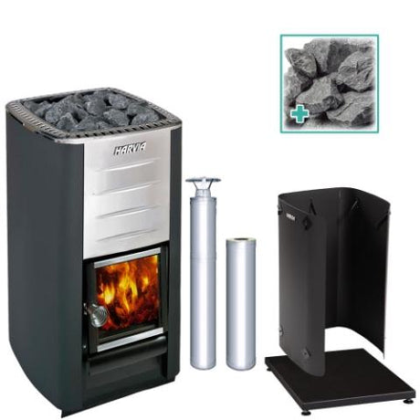 Harvia M3 Wood Burning Sauna Heater Package, 16.5kW