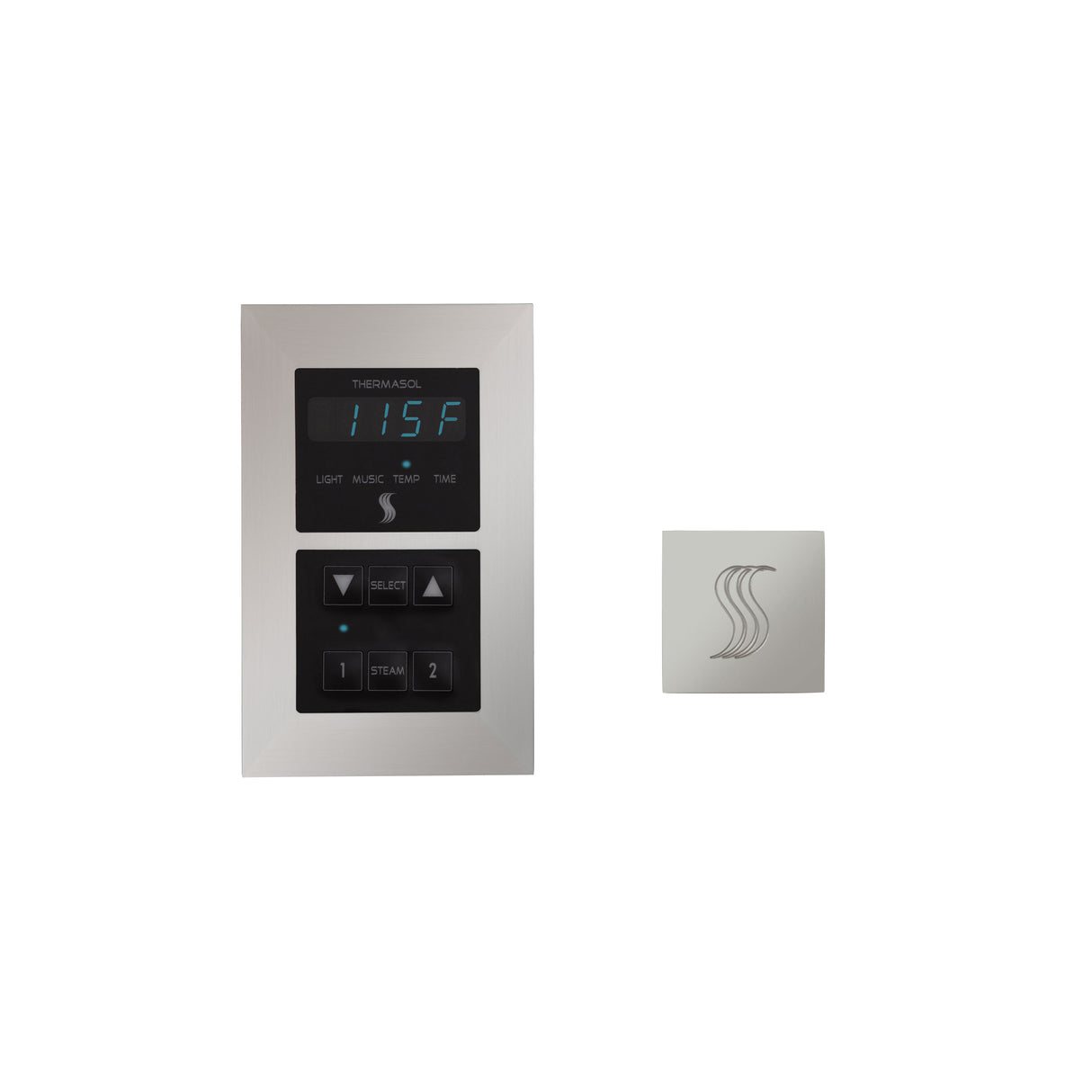 ThermaSol Signature Steam Shower Modern Recessed Control with SteamVection Steamhead Kit, Square