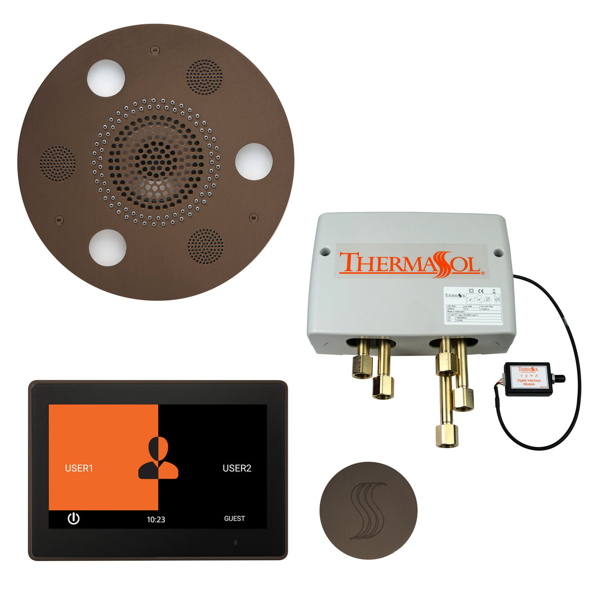 ThermaSol ThermaTouch 10" Control Serenity Rainhead Total Steam Shower Package, Round