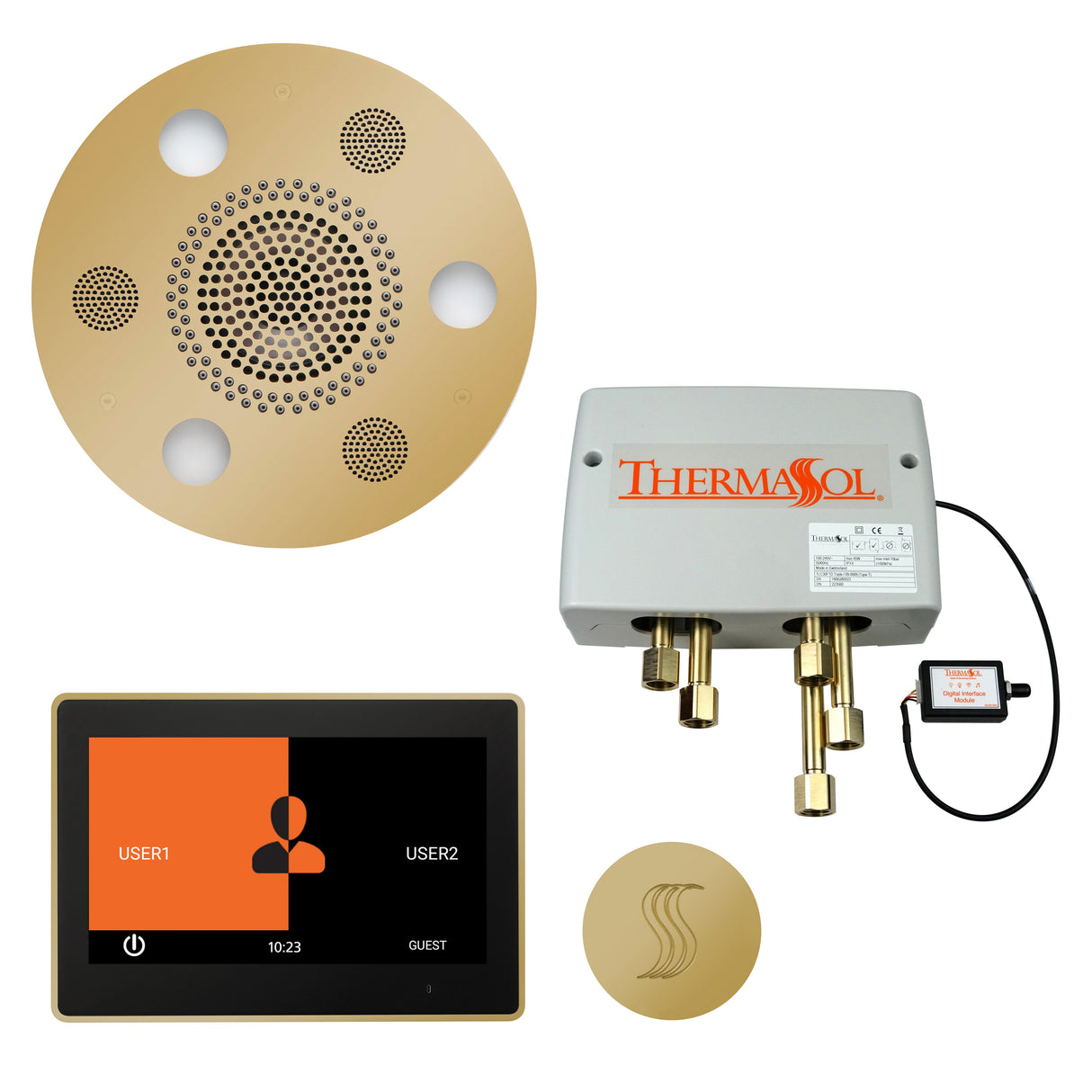 ThermaSol ThermaTouch 10" Control Serenity Rainhead Total Steam Shower Package, Round