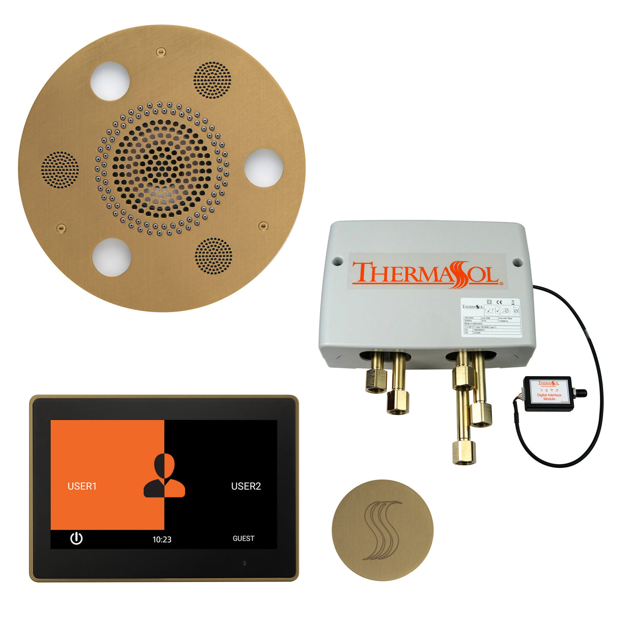 ThermaSol ThermaTouch 10" Control Serenity Rainhead Total Steam Shower Package, Round